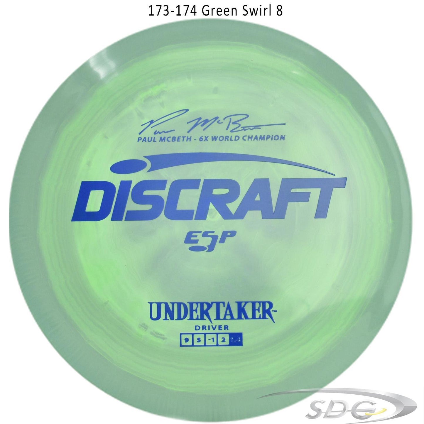 discraft-esp-undertaker-6x-paul-mcbeth-signature-series-disc-golf-distance-driver 173-174 Green Swirl 8
