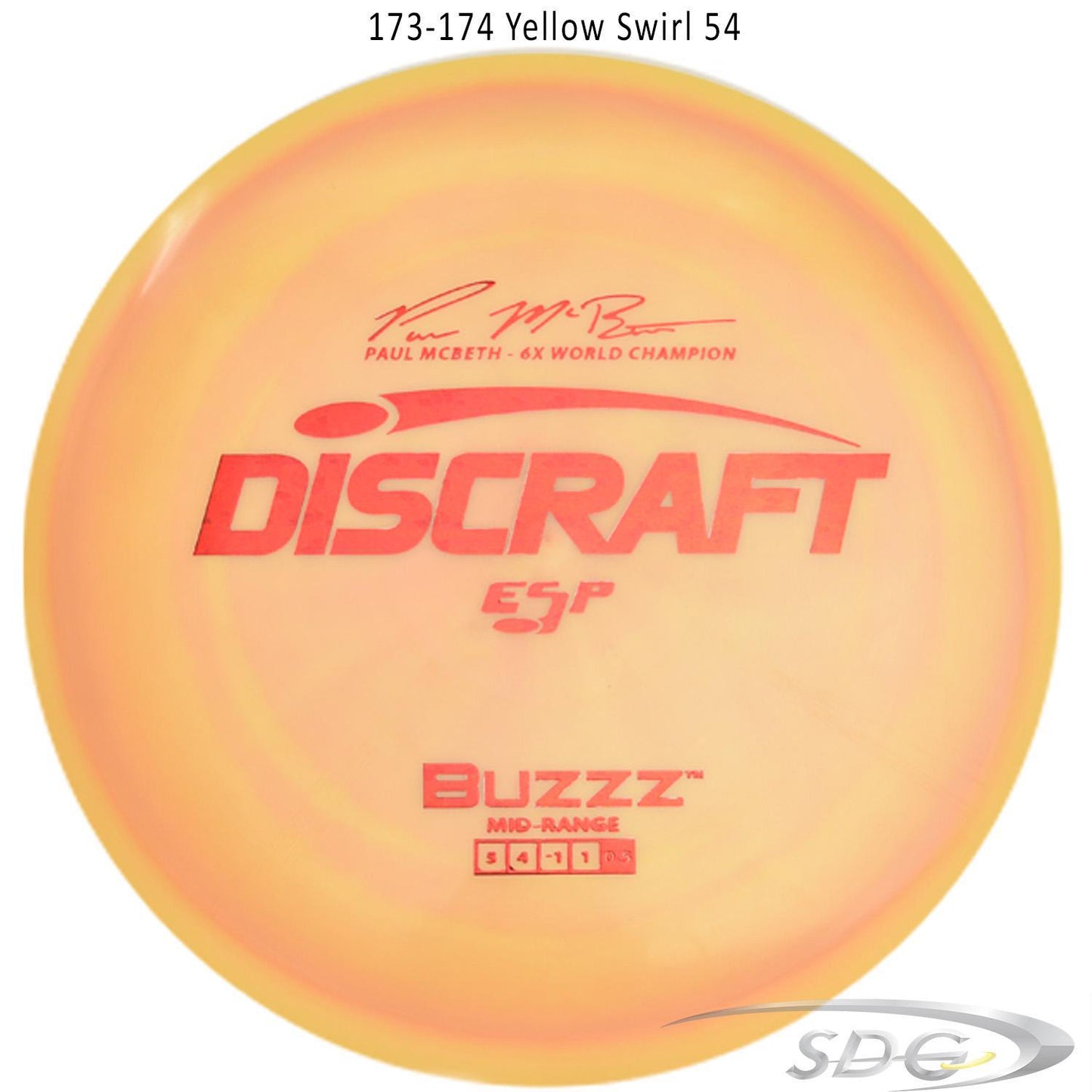 discraft-esp-buzzz-6x-paul-mcbeth-signature-series-disc-golf-mid-range 173-174 Yellow Swirl 54
