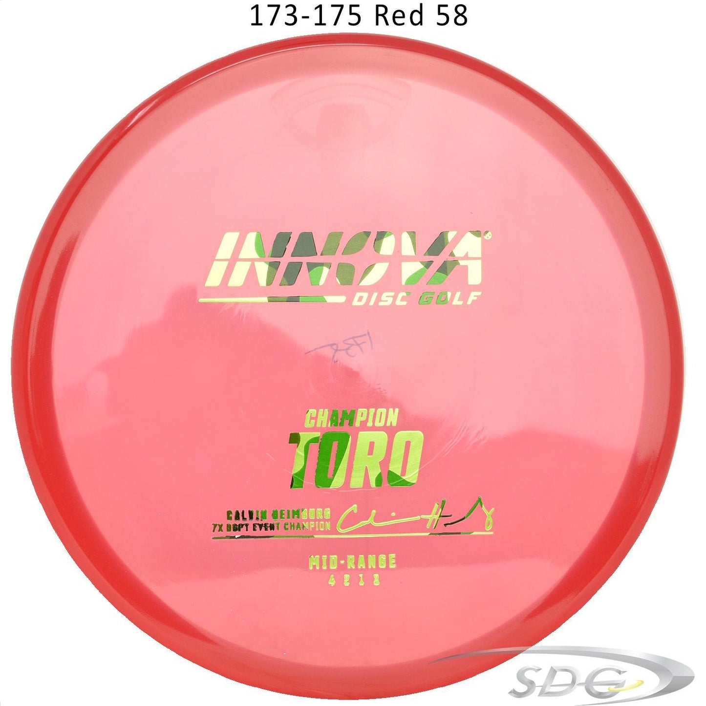 innova-champion-toro-calvin-heimburg-signature-disc-golf-mid-range 173-175 Red 58 