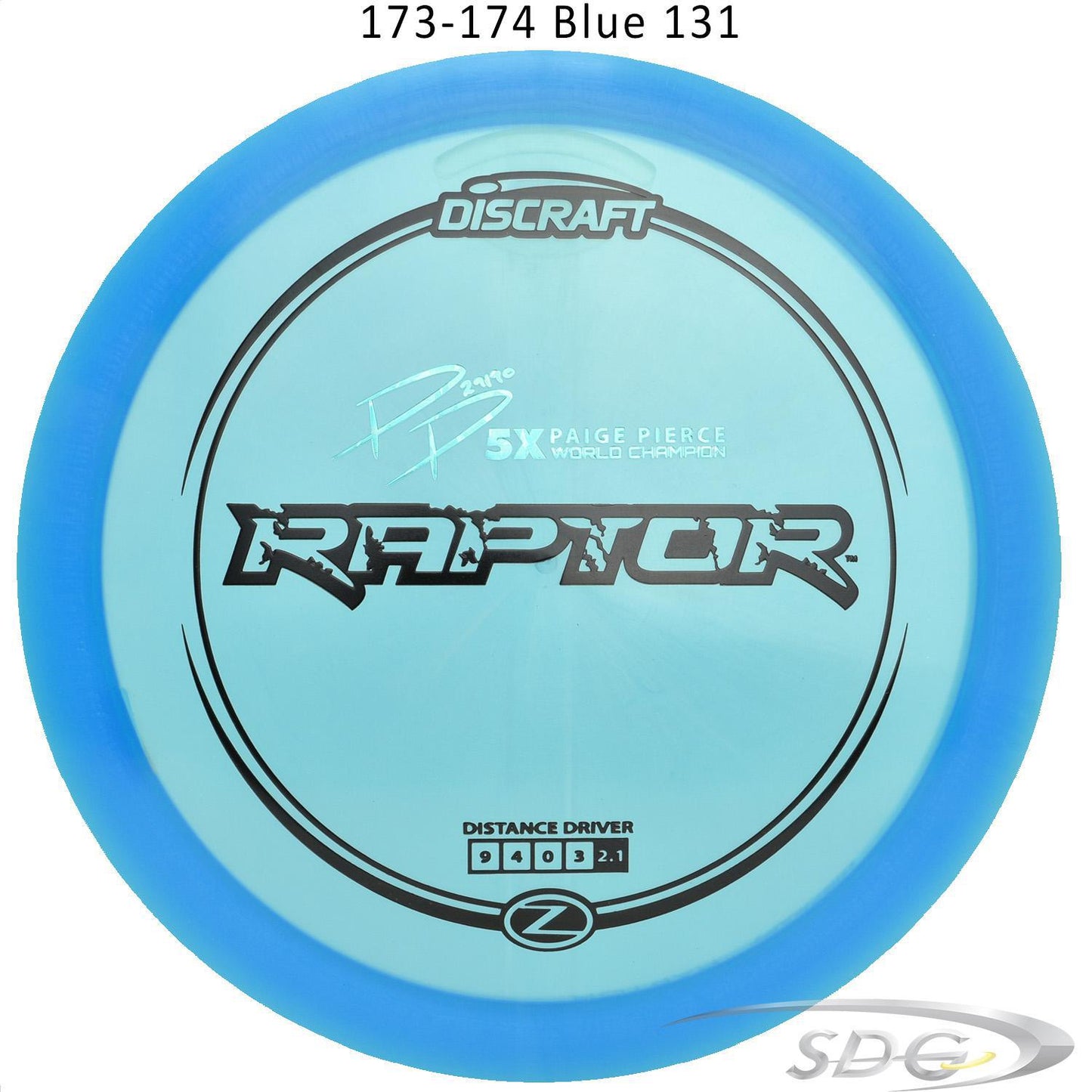 discraft-z-line-raptor-paige-pierce-signature-series-disc-golf-distance-driver 173-174 Blue 131