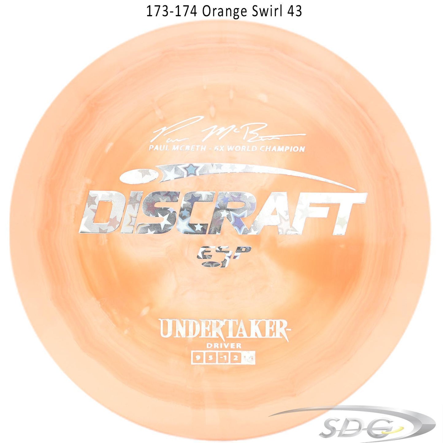 discraft-esp-undertaker-6x-paul-mcbeth-signature-series-disc-golf-distance-driver 173-174 Orange Swirl 43