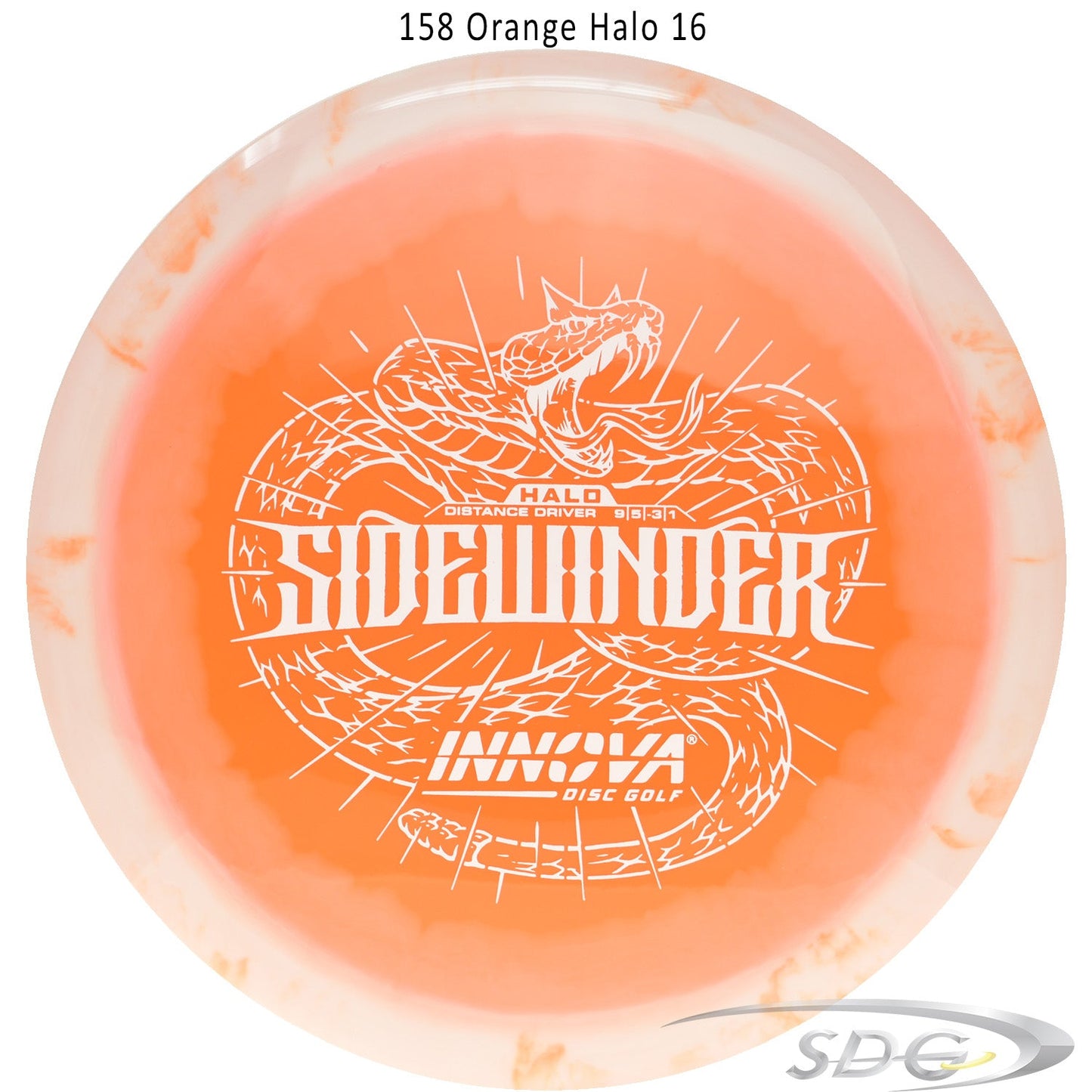 innova-halo-star-sidewinder-disc-golf-distance-driver 158 Orange Halo 16 