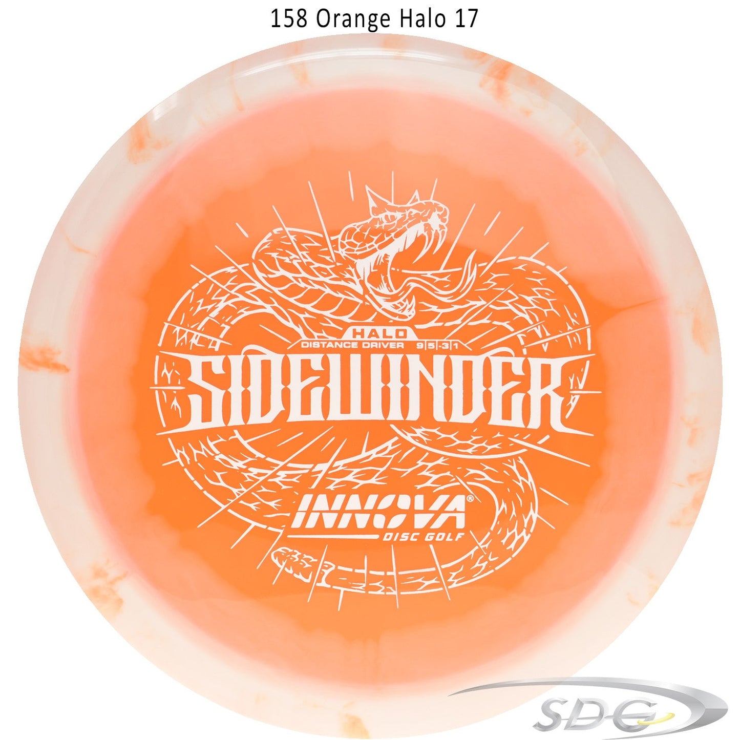 innova-halo-star-sidewinder-disc-golf-distance-driver 158 Orange Halo 17 