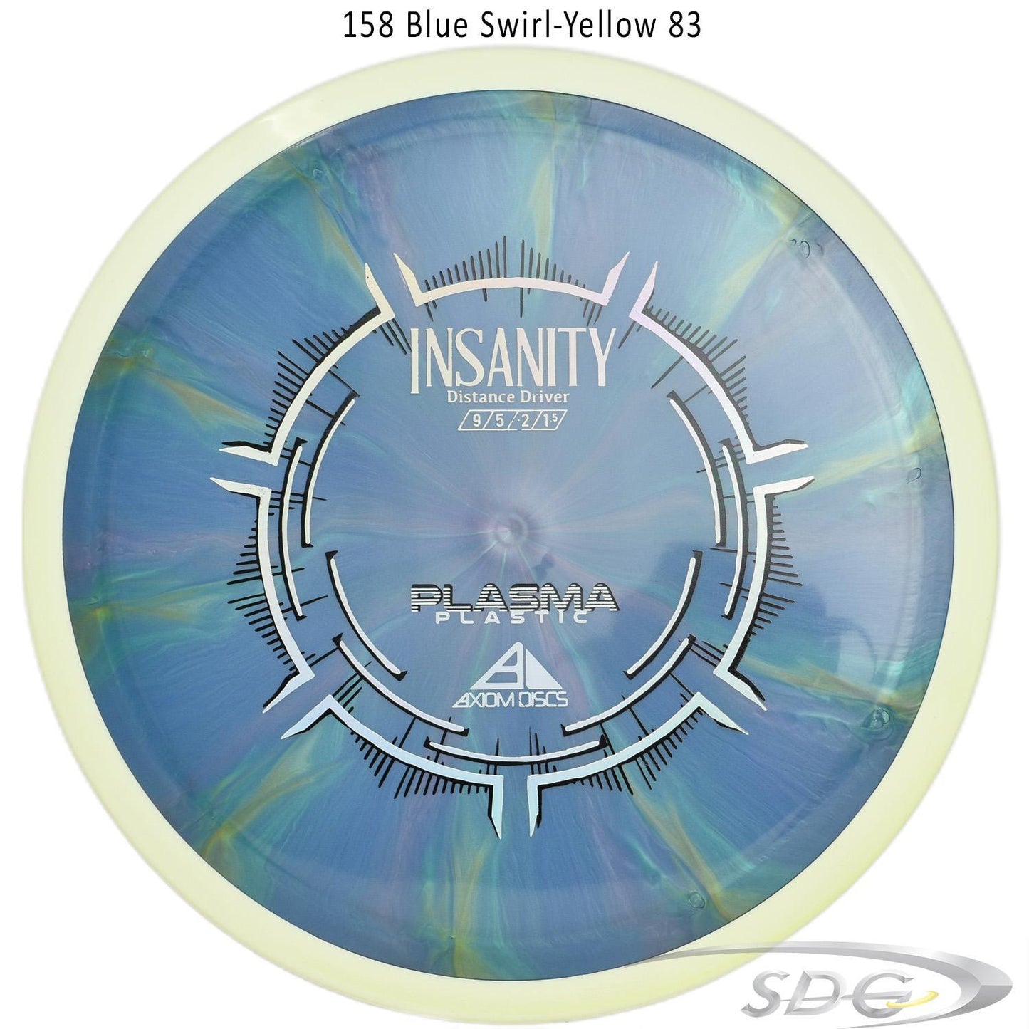 axiom-plasma-insanity-disc-golf-distance-driver 158 Blue Swirl-Yellow 83
