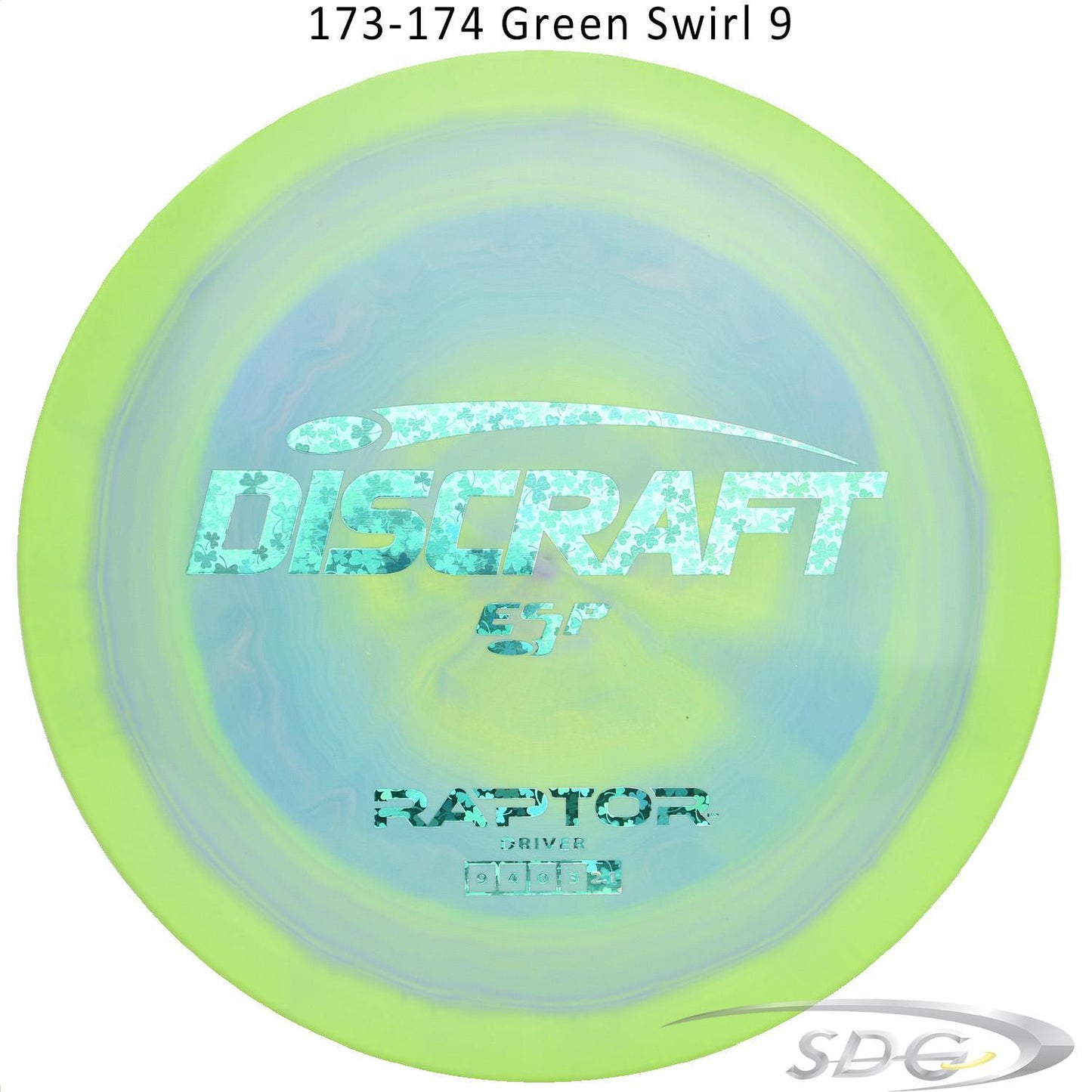 discraft-esp-raptor-disc-golf-distance-driver 173-174 Green Swirl 9