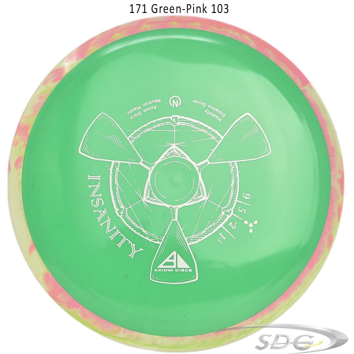 axiom-neutron-insanity-disc-golf-distance-driver 171 Green-Pink 103