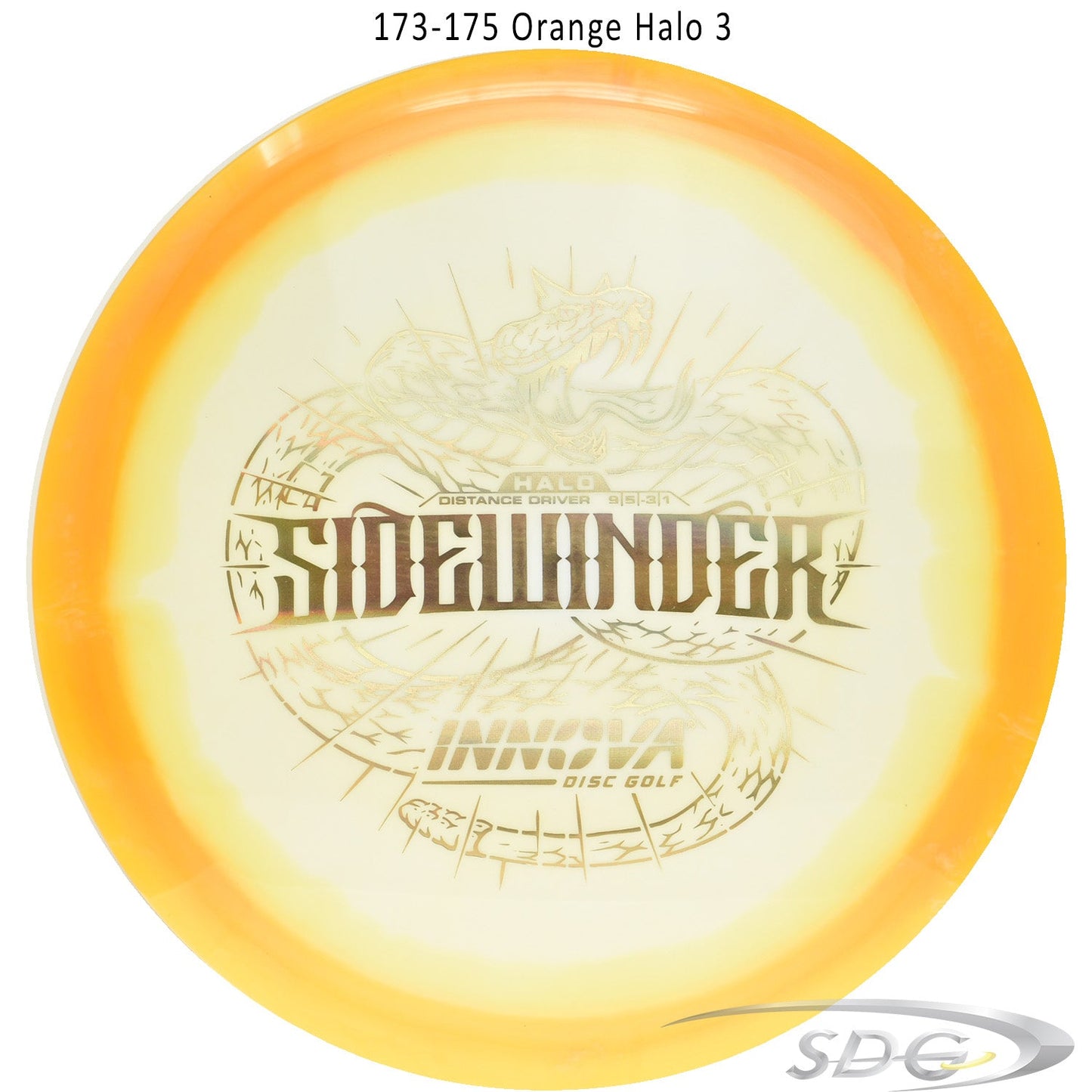 innova-halo-star-sidewinder-disc-golf-distance-driver 173-175 Orange Halo 3 