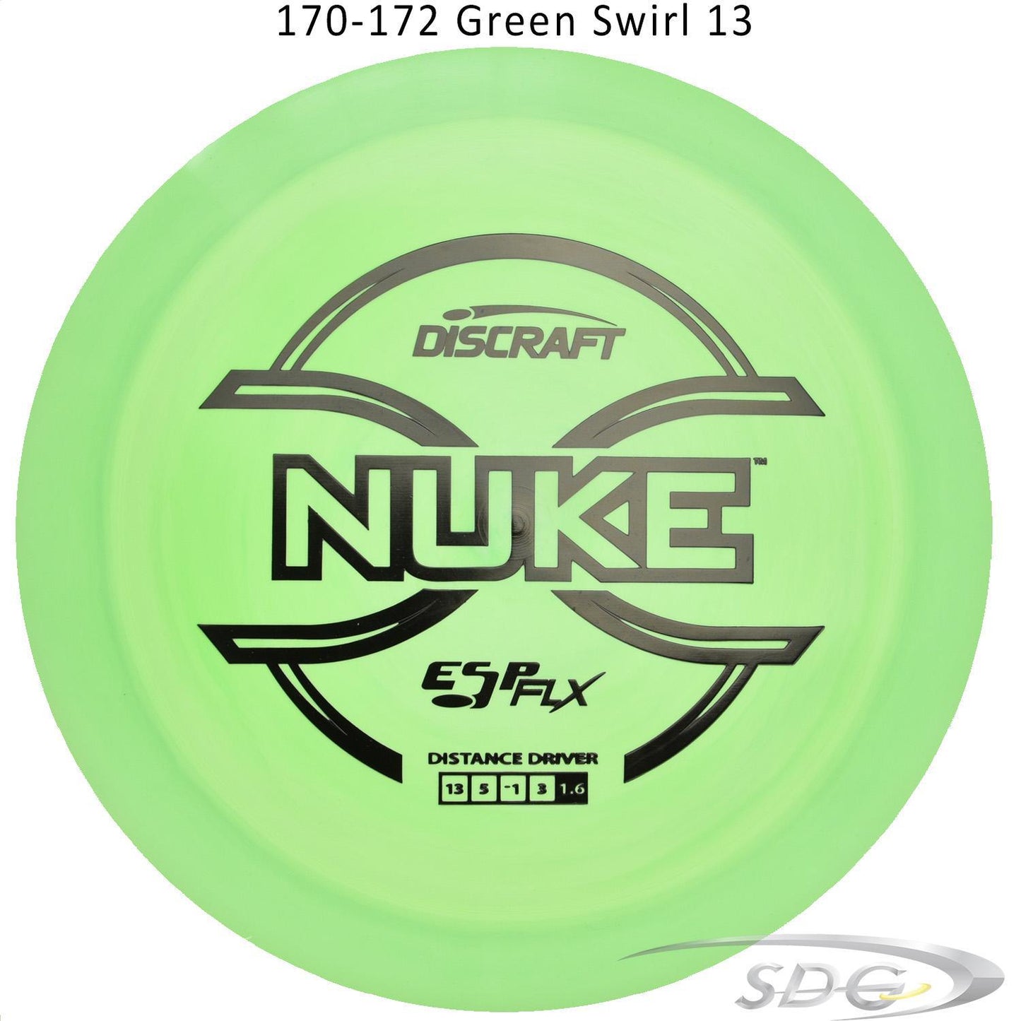 discraft-esp-flx-nuke-disc-golf-distance-driver 170-172 Green Swirl 13