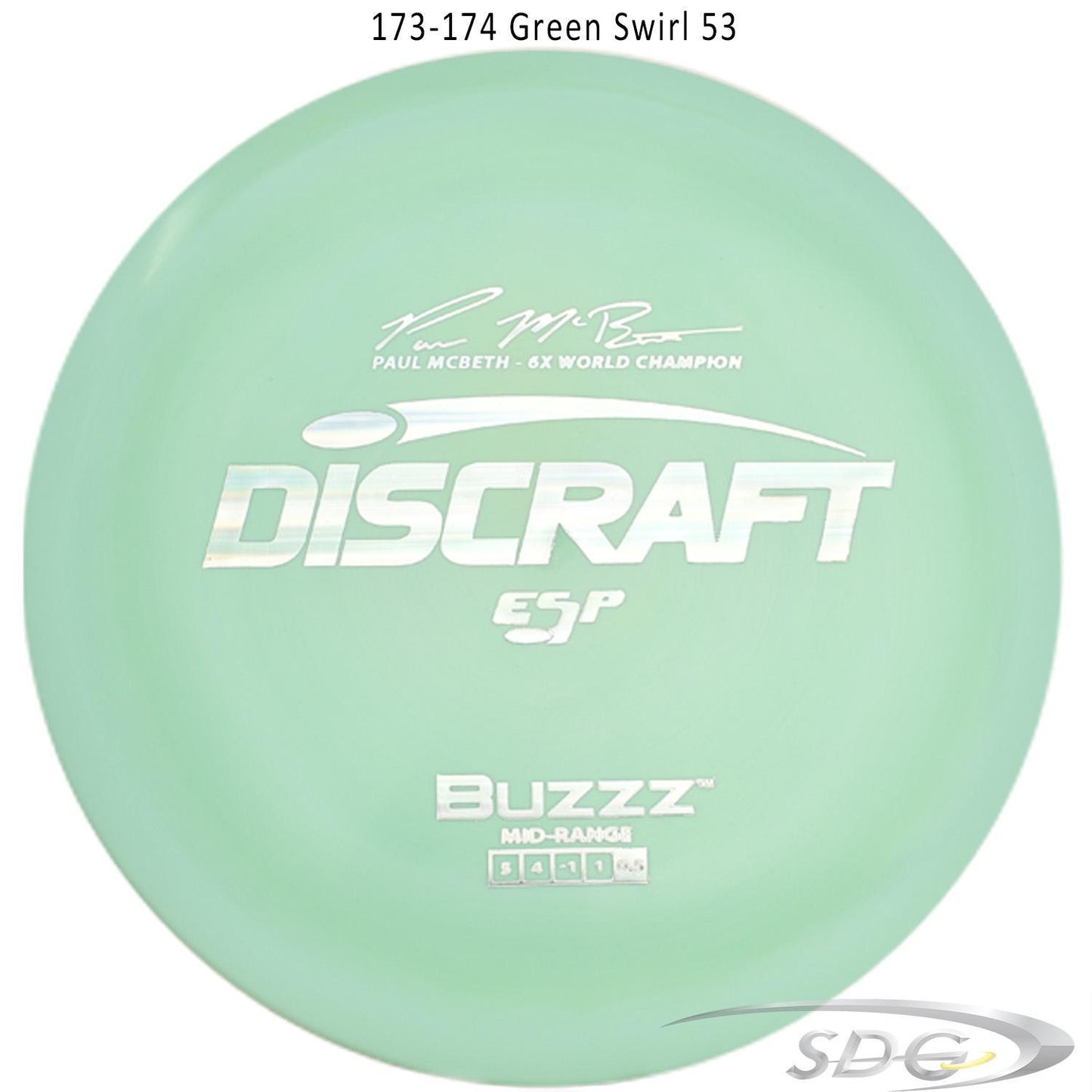 discraft-esp-buzzz-6x-paul-mcbeth-signature-series-disc-golf-mid-range 173-174 Green Swirl 53