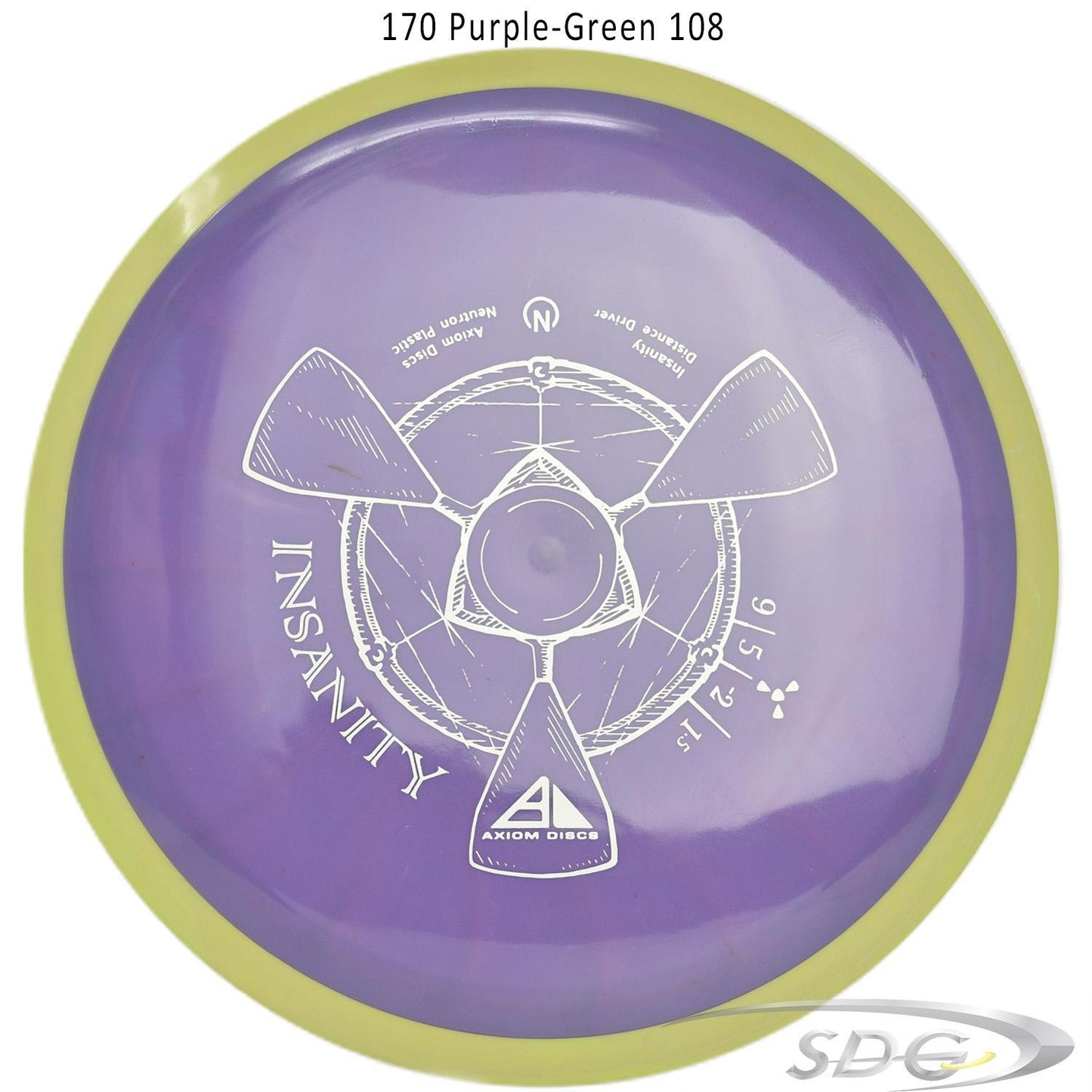 axiom-neutron-insanity-disc-golf-distance-driver 170 Purple-Green 108