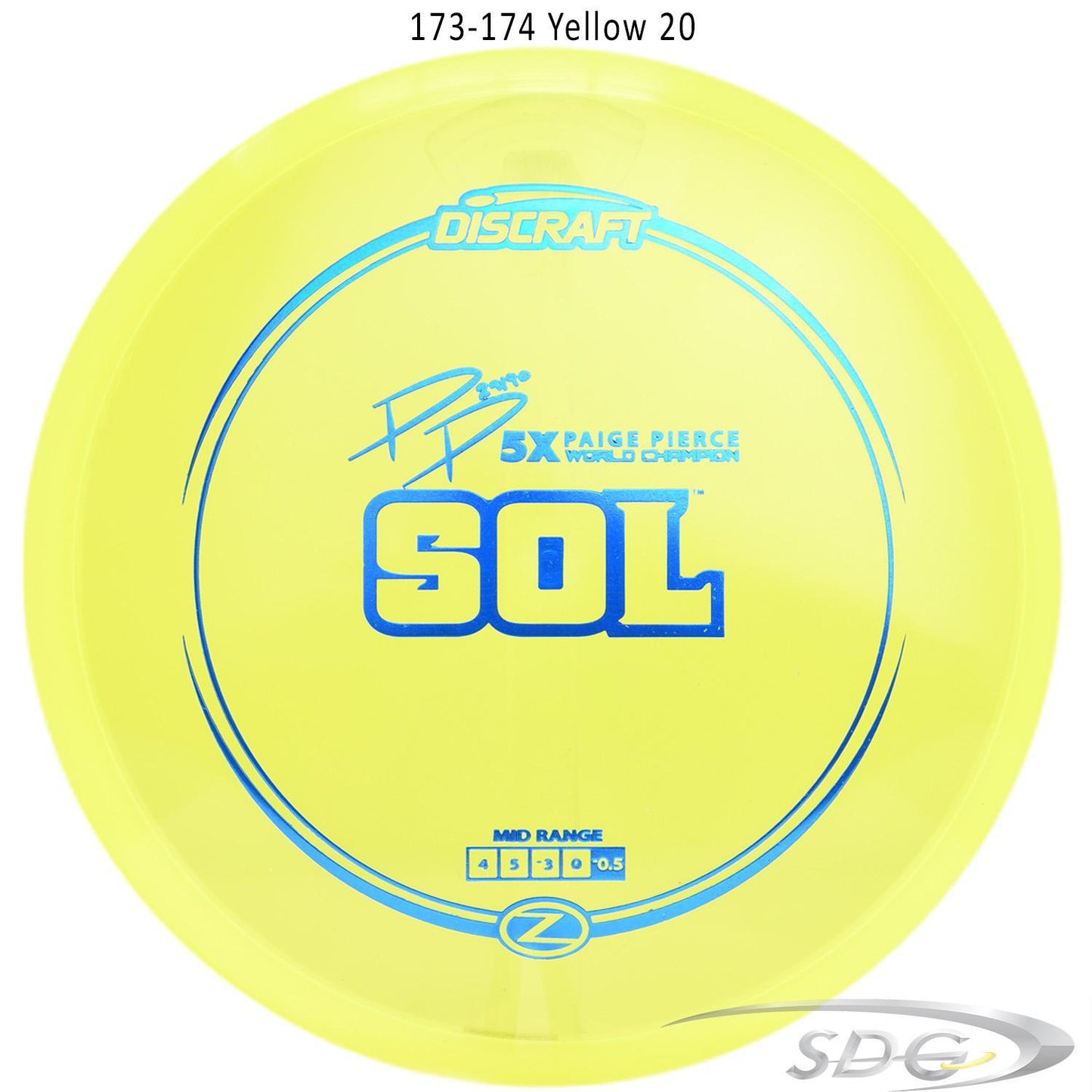 discraft-z-line-sol-paige-pierce-signature-disc-golf-mid-range 173-174 Yellow 20
