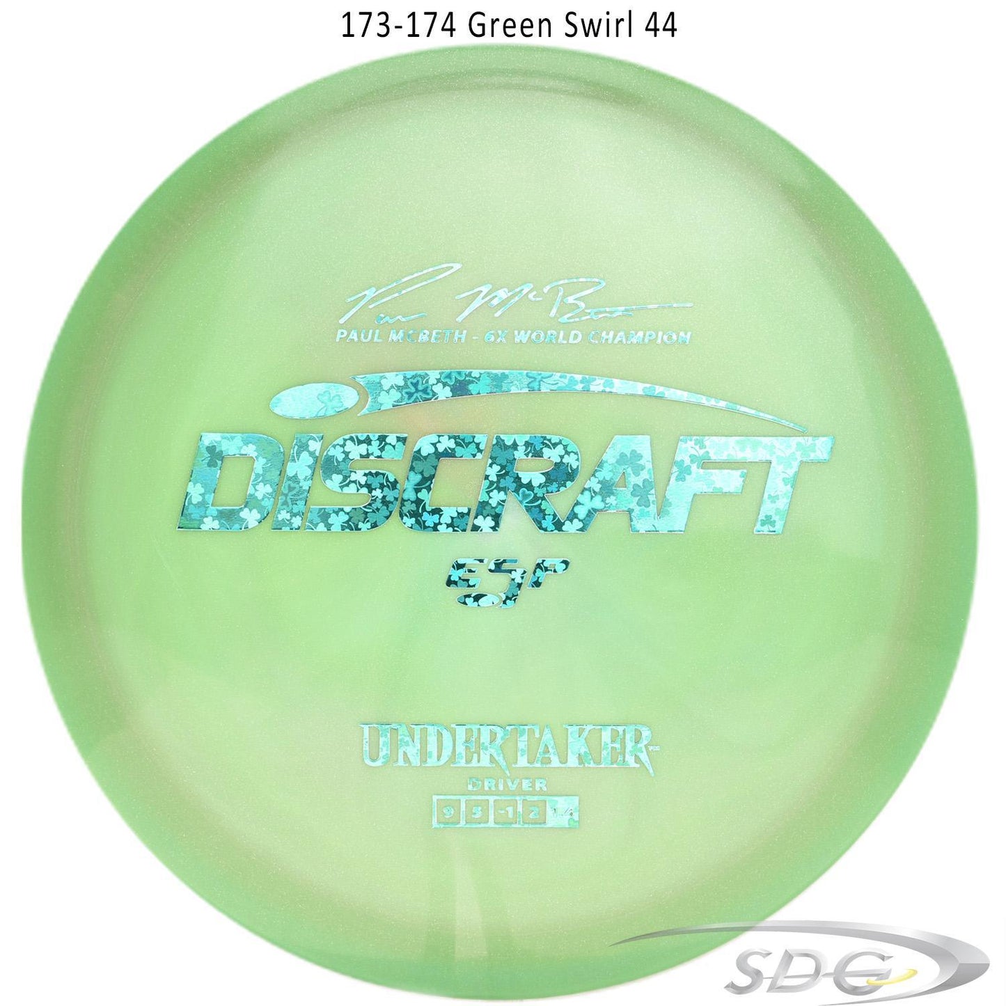 discraft-esp-undertaker-6x-paul-mcbeth-signature-series-disc-golf-distance-driver 173-174 Green Swirl 44