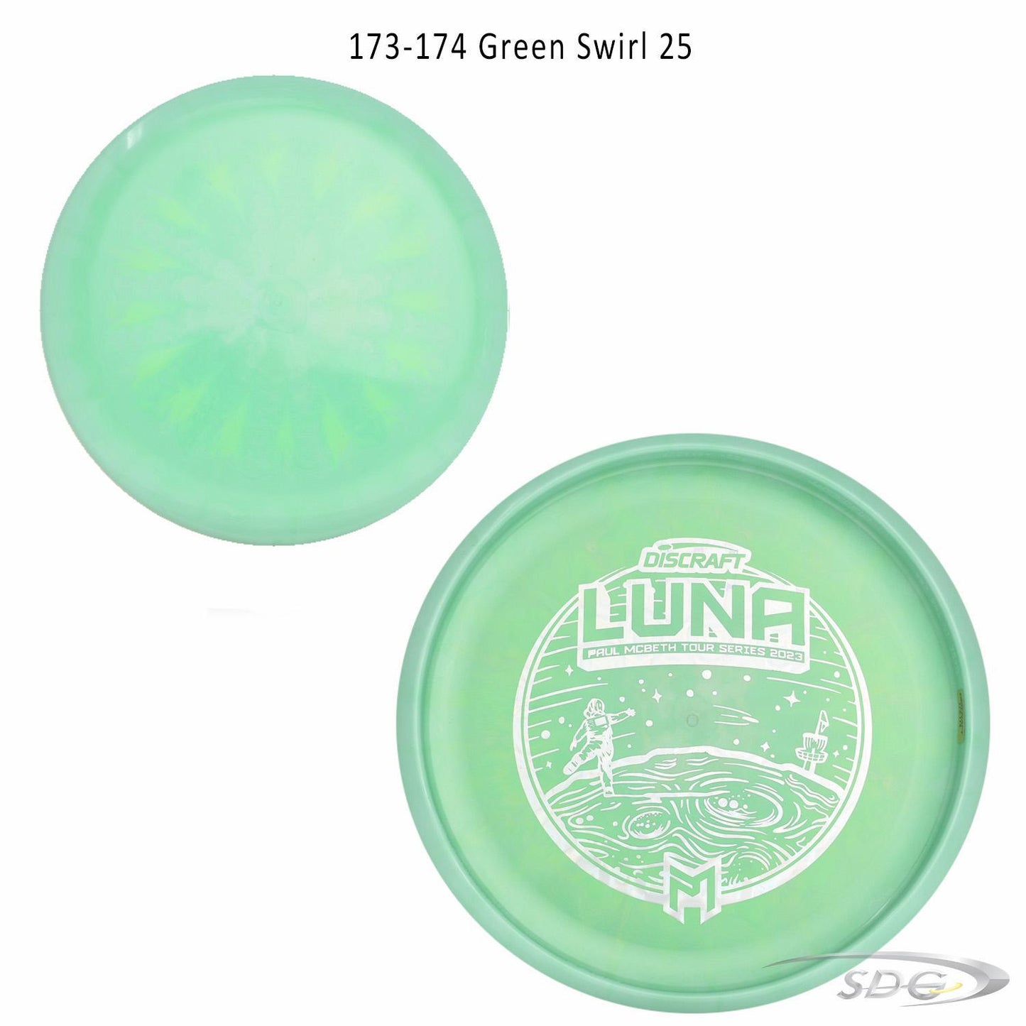 discraft-esp-luna-bottom-stamp-2023-paul-mcbeth-tour-series-disc-golf-putter 173-174 Green Swirl 25
