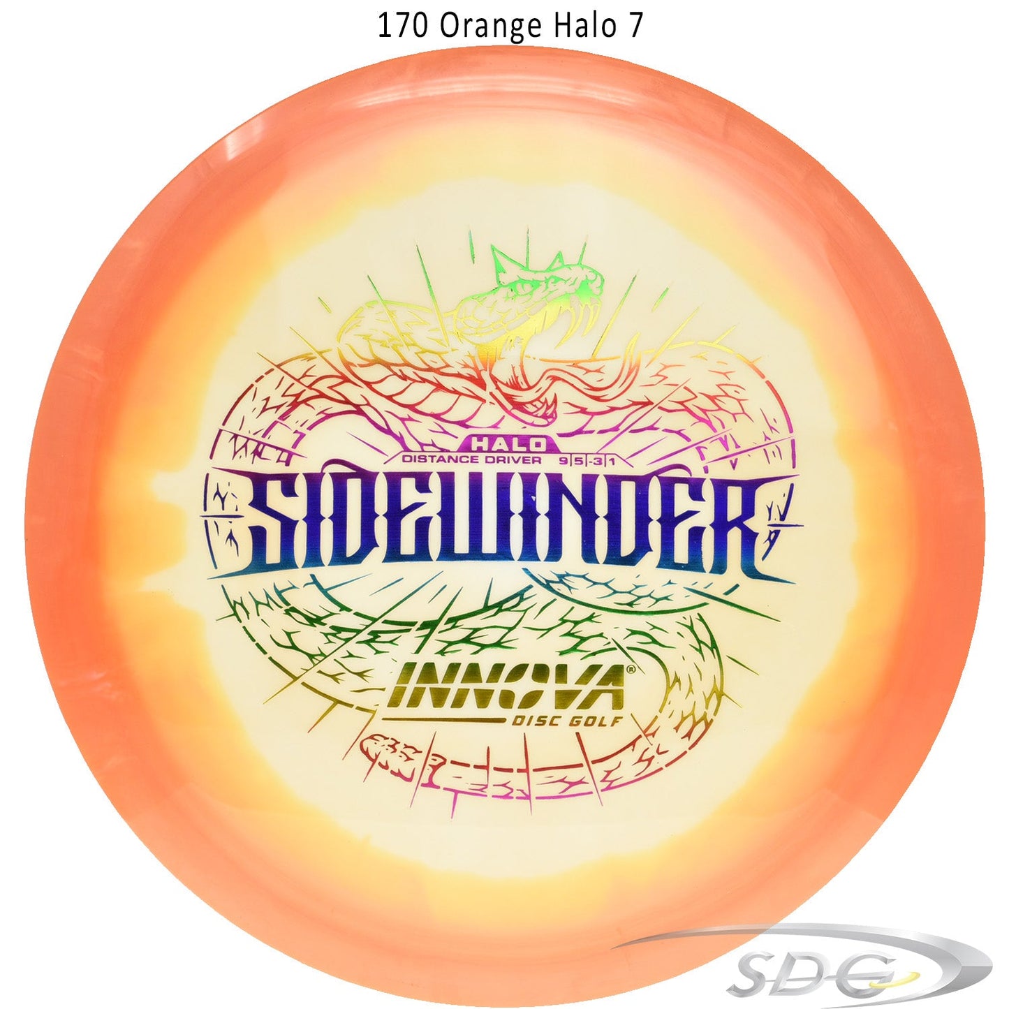 innova-halo-star-sidewinder-disc-golf-distance-driver 170 Orange Halo 7 