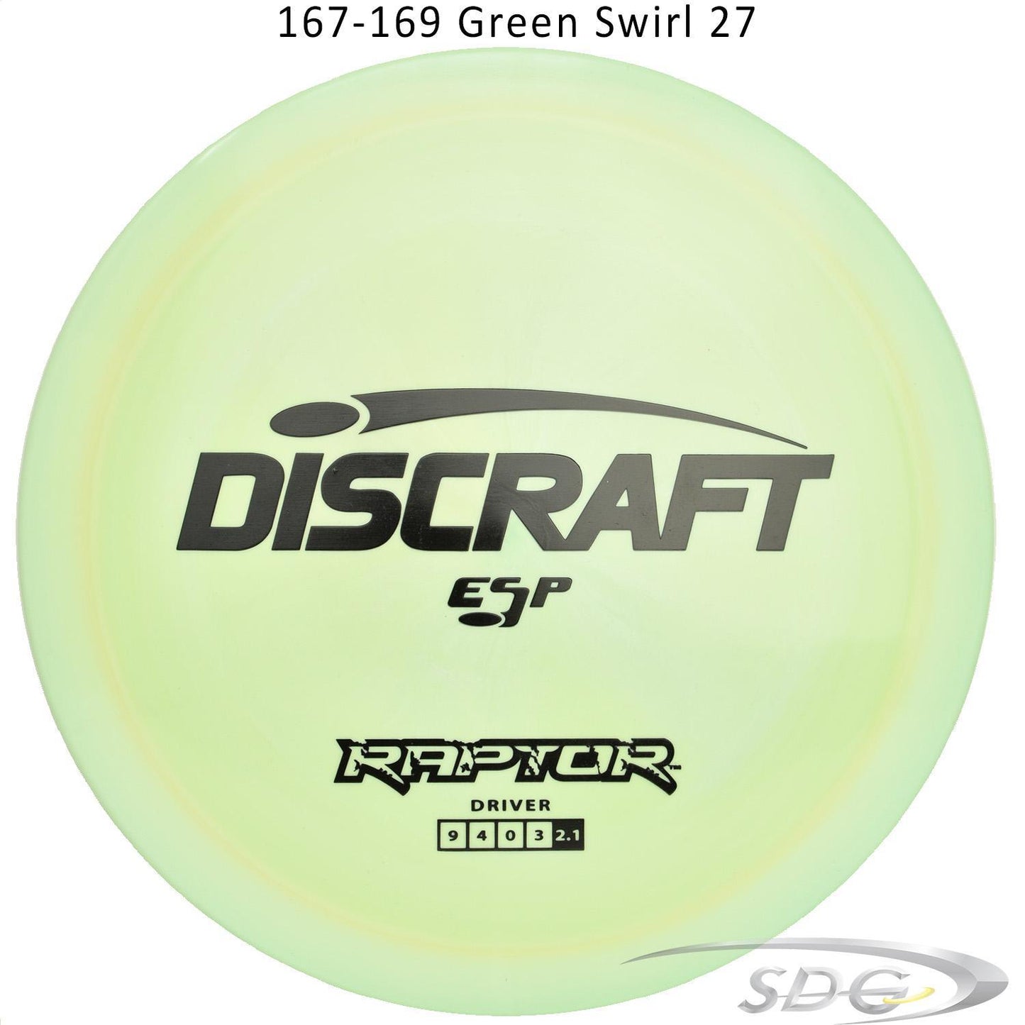 discraft-esp-raptor-disc-golf-distance-driver 167-169 Green Swirl 27