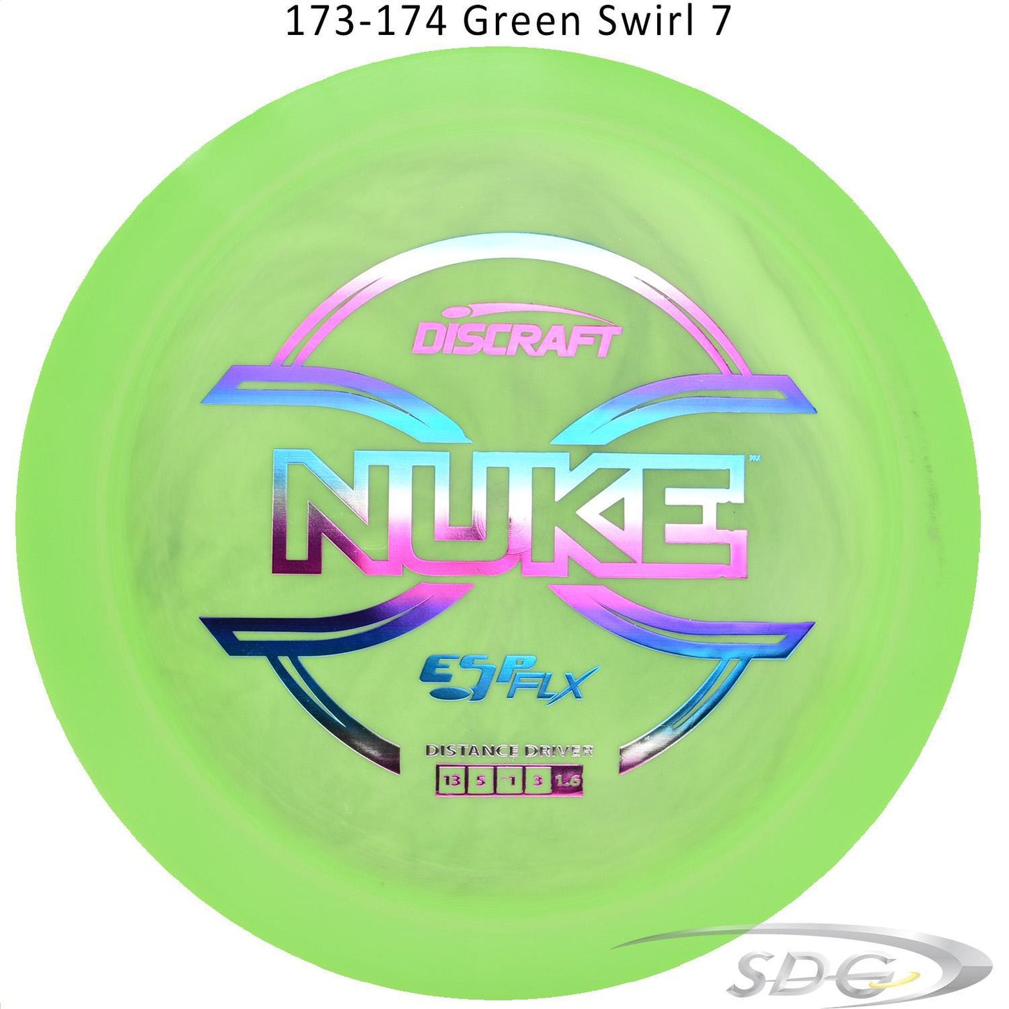 discraft-esp-flx-nuke-disc-golf-distance-driver 173-174 Green Swirl 7