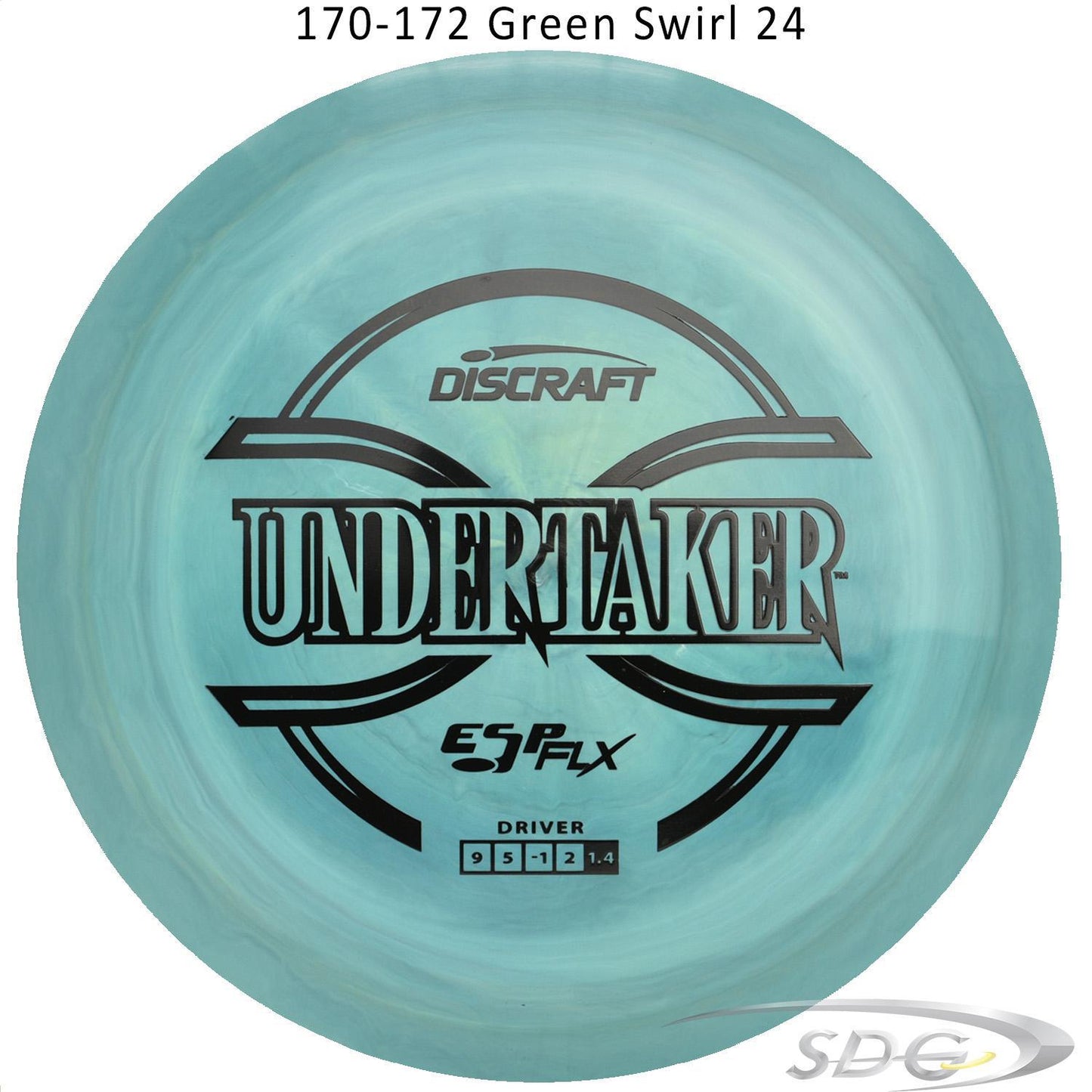 discraft-esp-flx-undertaker-disc-golf-distance-driver 170-172 Green Swirl 24