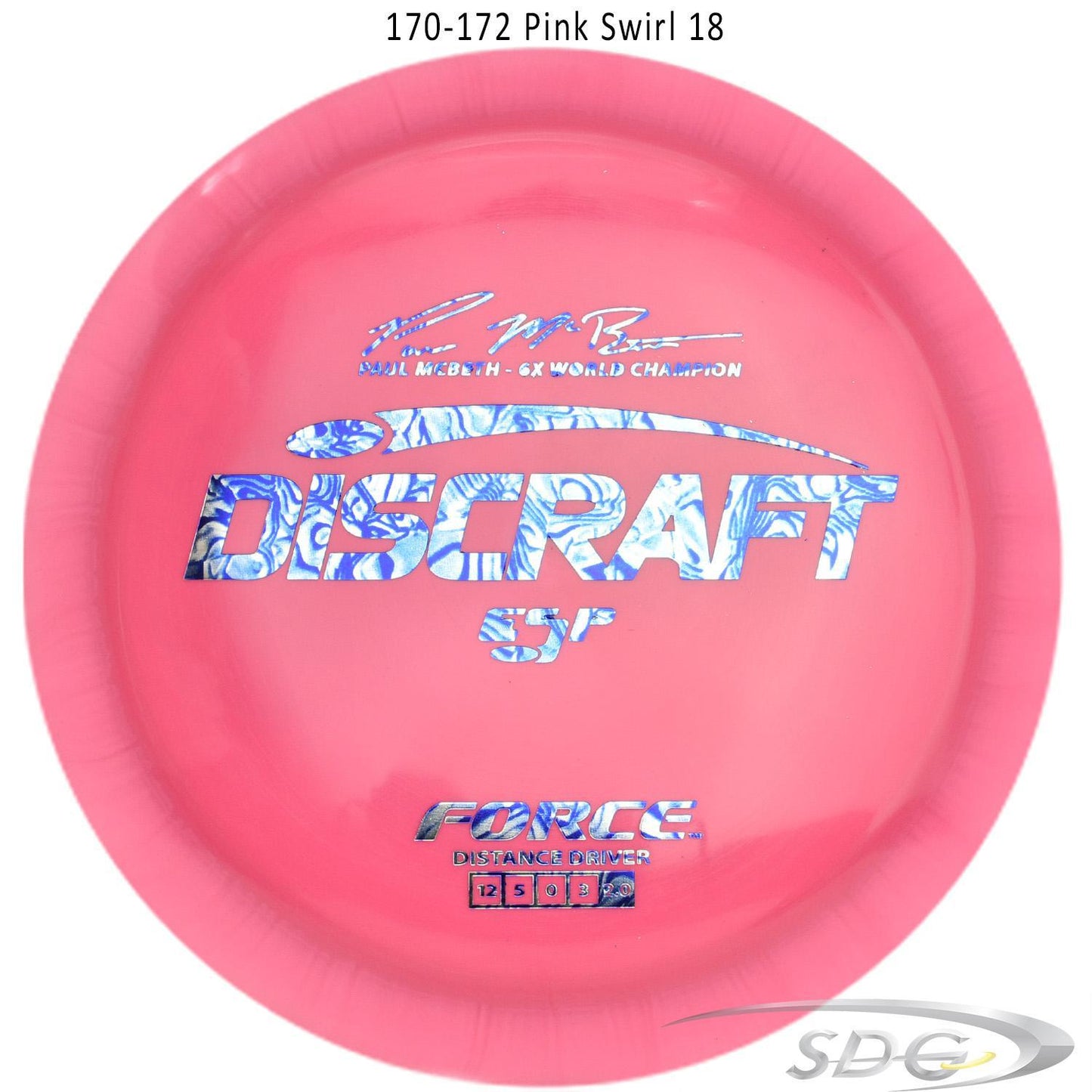 discraft-esp-force-6x-paul-mcbeth-signature-disc-golf-distance-driver 170-172 Pink Swirl 18
