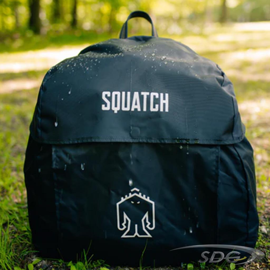 Squatch Legend 3.0 Disc Golf Bag shown with Squatch Rain Fly