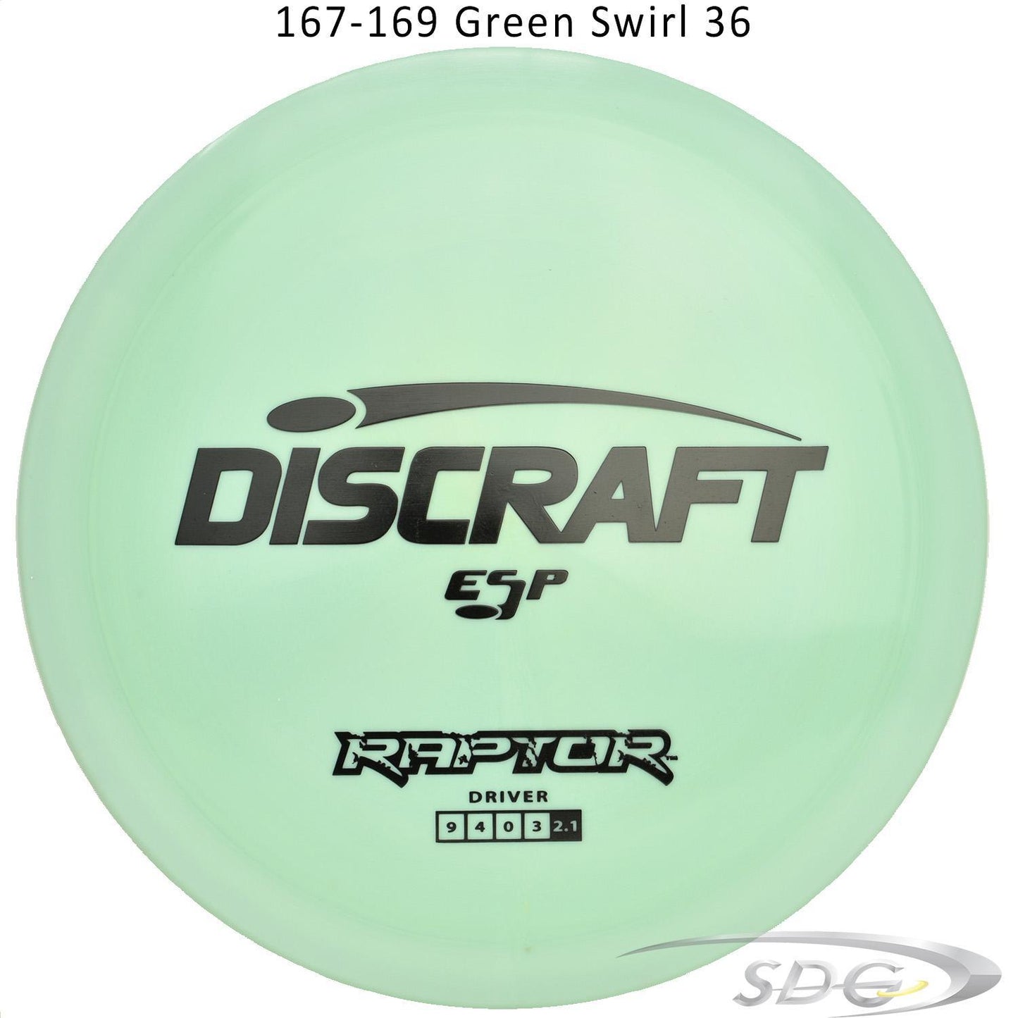 discraft-esp-raptor-disc-golf-distance-driver 167-169 Green Swirl 36