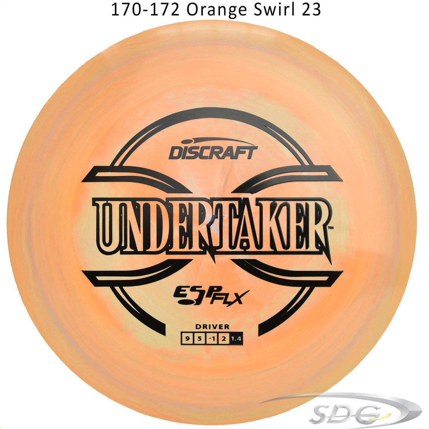 discraft-esp-flx-undertaker-disc-golf-distance-driver 170-172 Orange Swirl 23