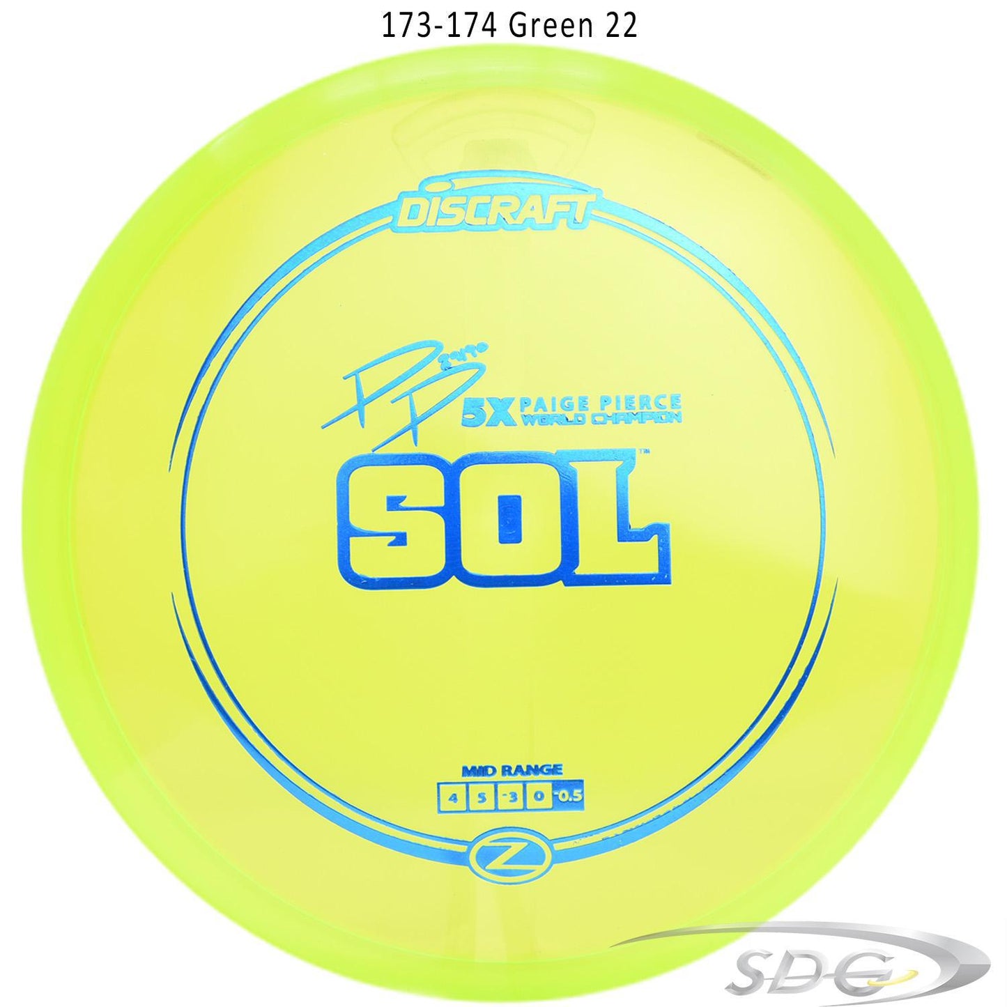 discraft-z-line-sol-paige-pierce-signature-disc-golf-mid-range 173-174 Green 22