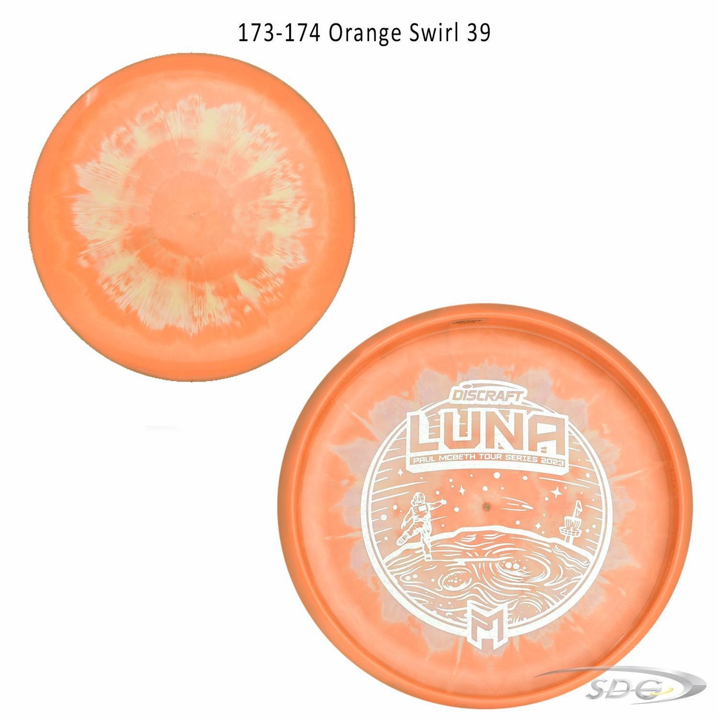 discraft-esp-luna-bottom-stamp-2023-paul-mcbeth-tour-series-disc-golf-putter 173-174 Orange Swirl 39