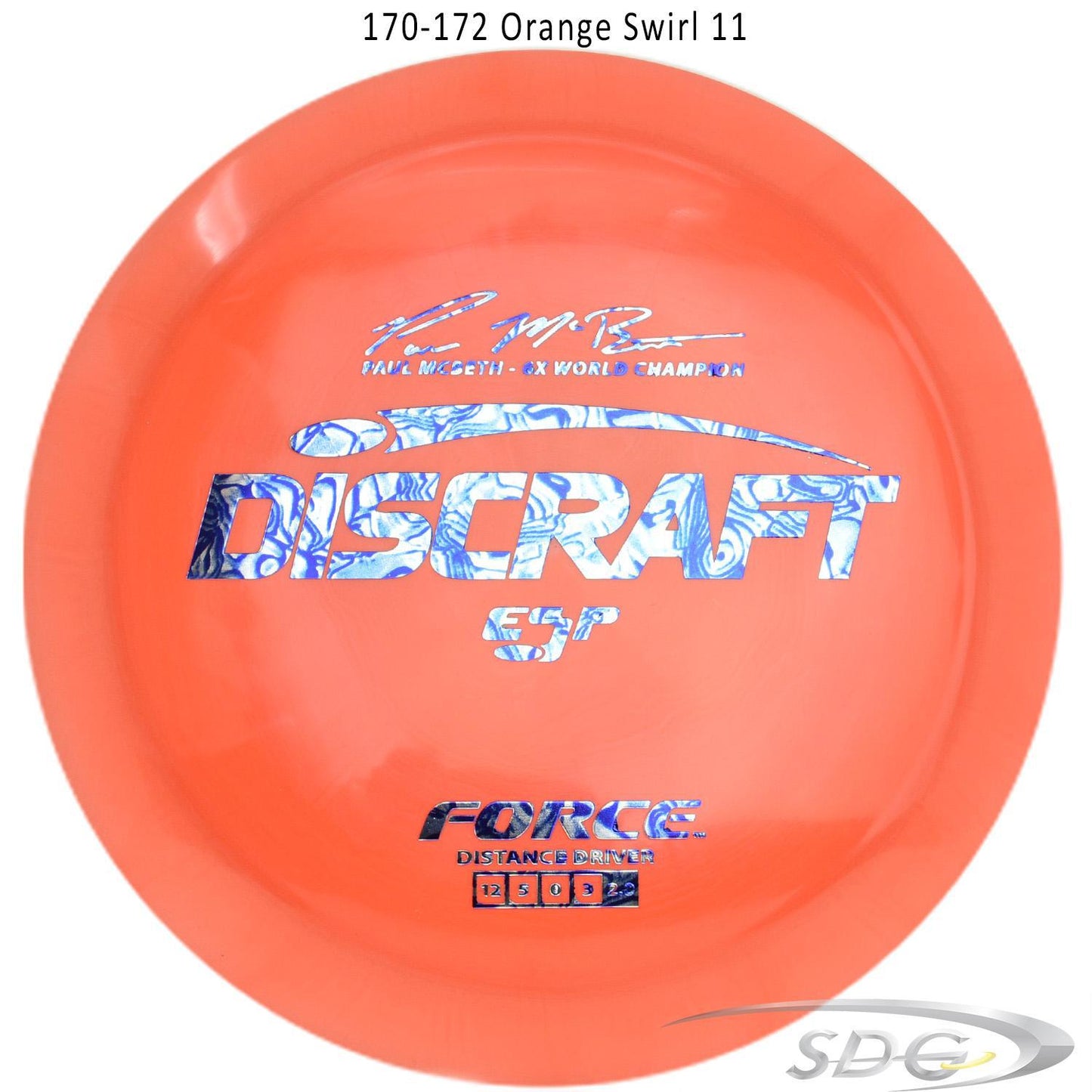 discraft-esp-force-6x-paul-mcbeth-signature-disc-golf-distance-driver 170-172 Orange Swirl 11