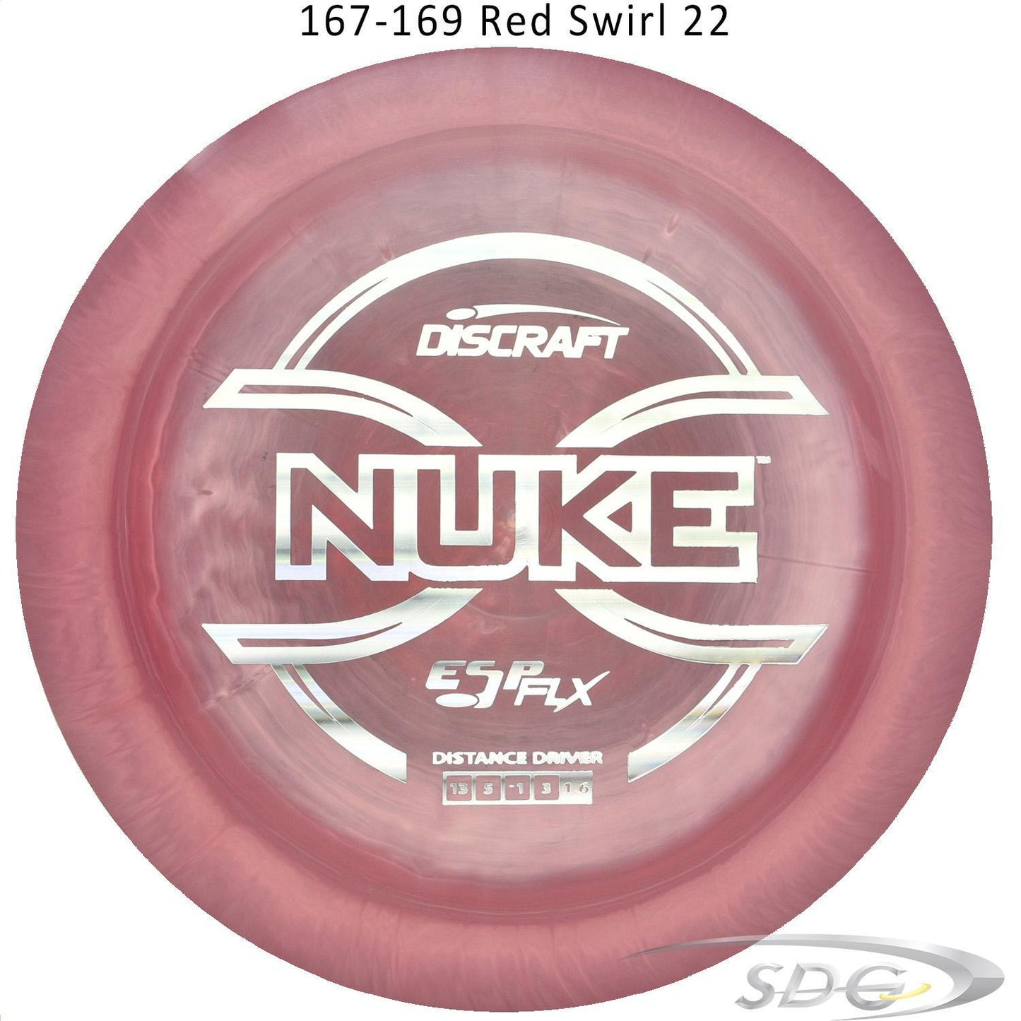 discraft-esp-flx-nuke-disc-golf-distance-driver 167-169 Red Swirl 22