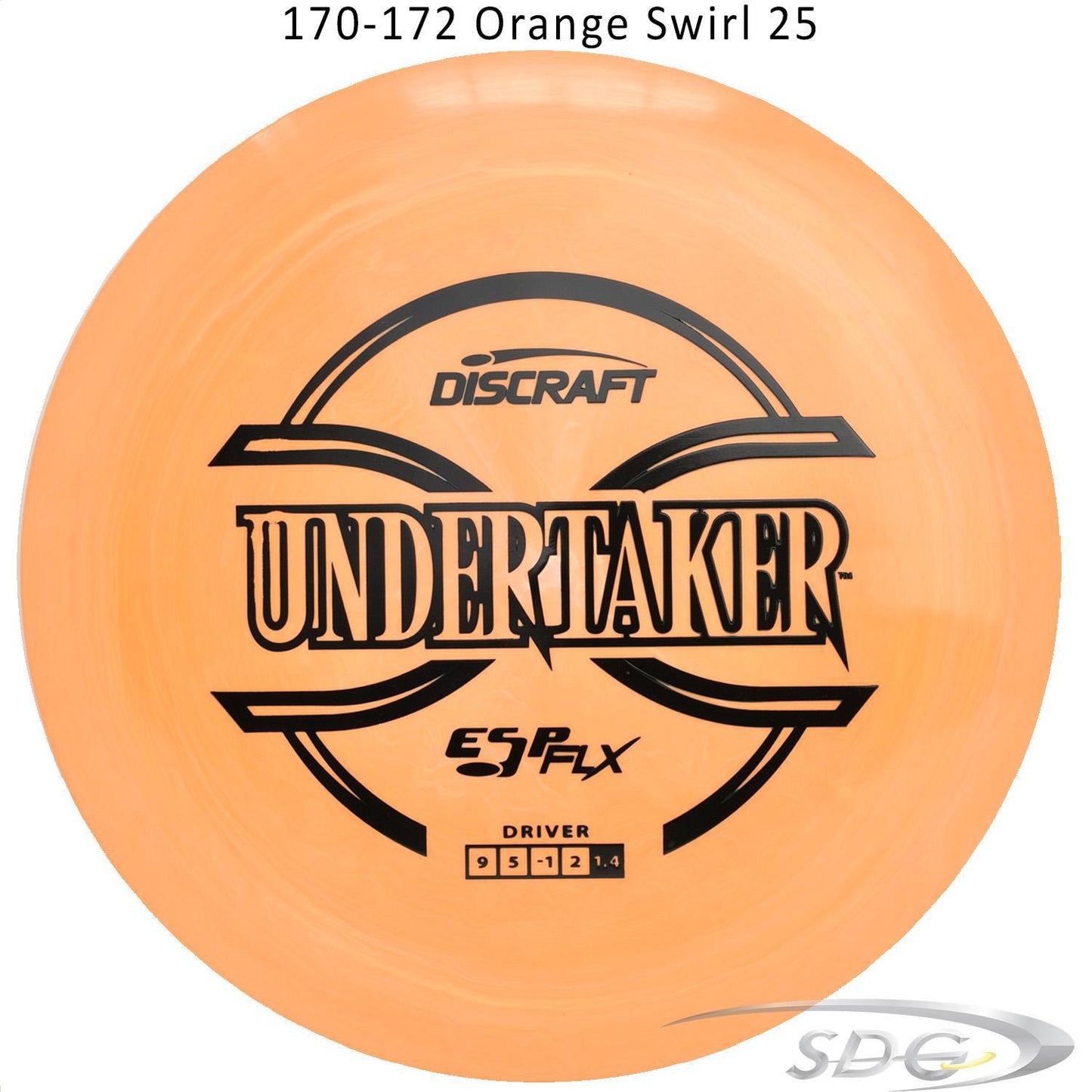discraft-esp-flx-undertaker-disc-golf-distance-driver 170-172 Orange Swirl 25