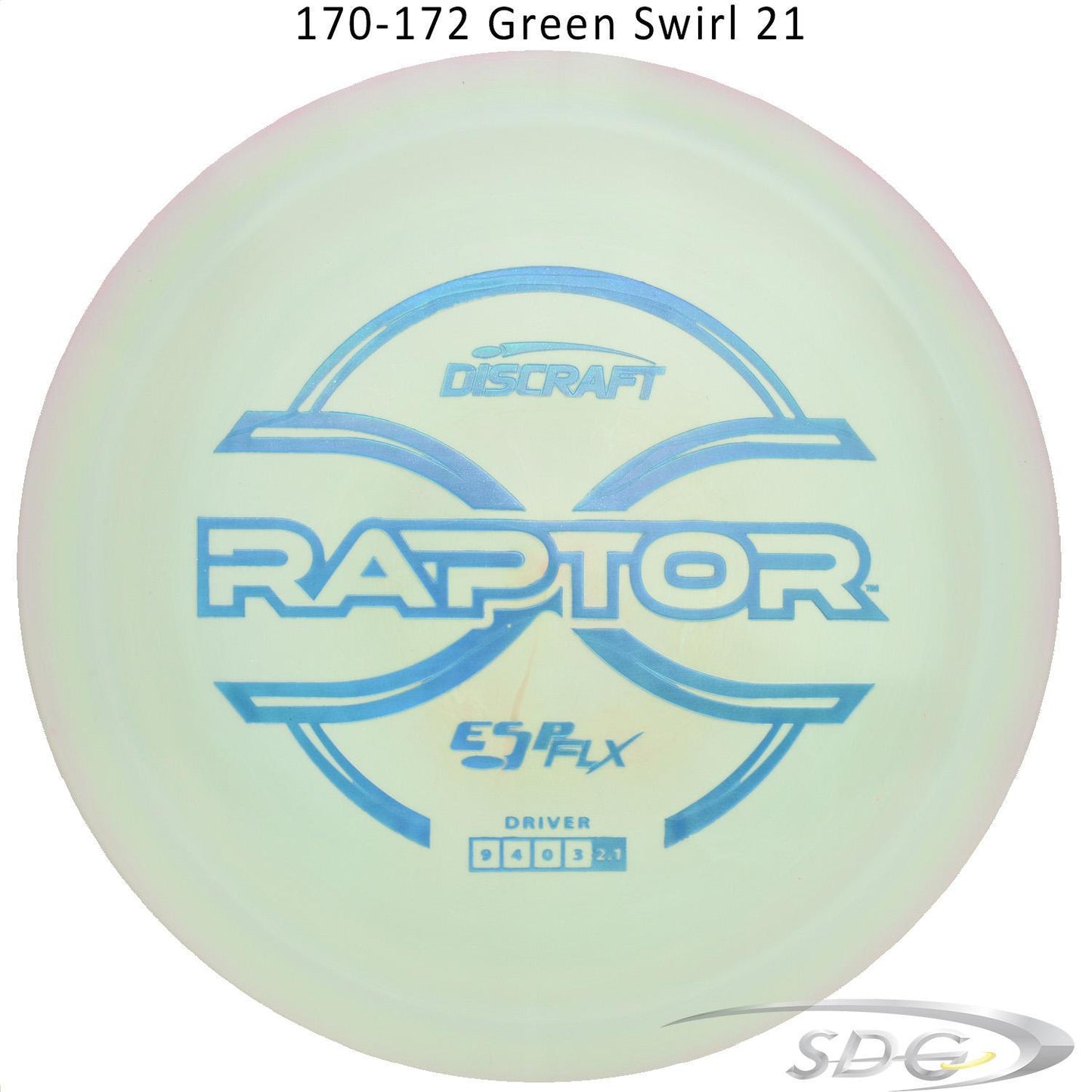 discraft-esp-flx-raptor-disc-golf-distance-driver 170-172 Green Swirl 21
