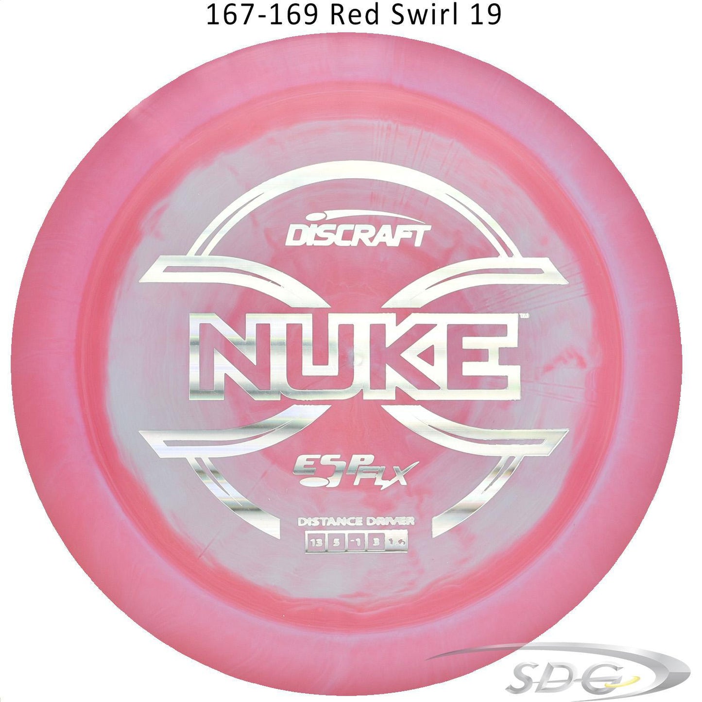 discraft-esp-flx-nuke-disc-golf-distance-driver 167-169 Red Swirl 19
