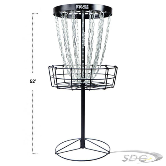 MVP Black Hole Pro HD disc golf basket with 52" measurement to show size 