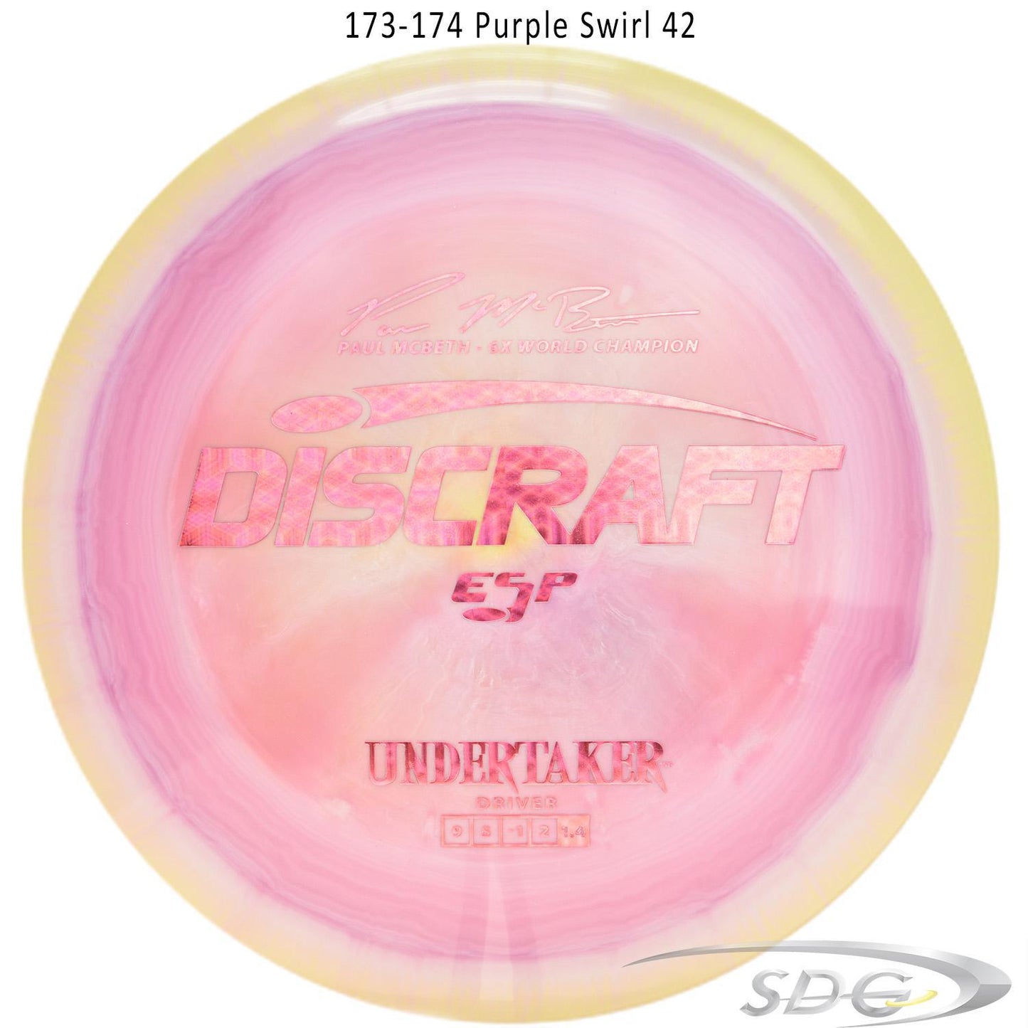 discraft-esp-undertaker-6x-paul-mcbeth-signature-series-disc-golf-distance-driver 173-174 Purple Swirl 42