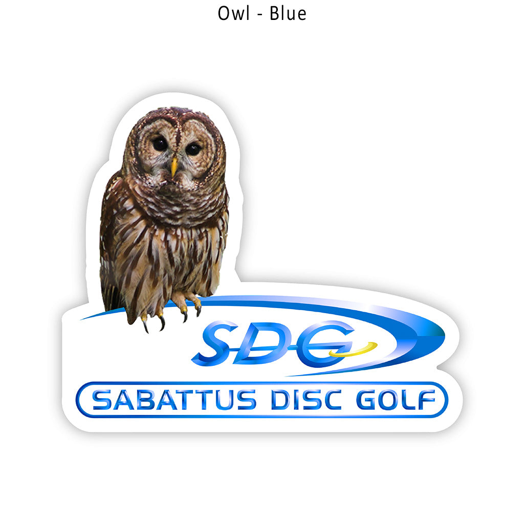 sabattus-disc-golf-cutout-sticker-disc-golf-accessories Owl-Blue 4.0"x3.1"