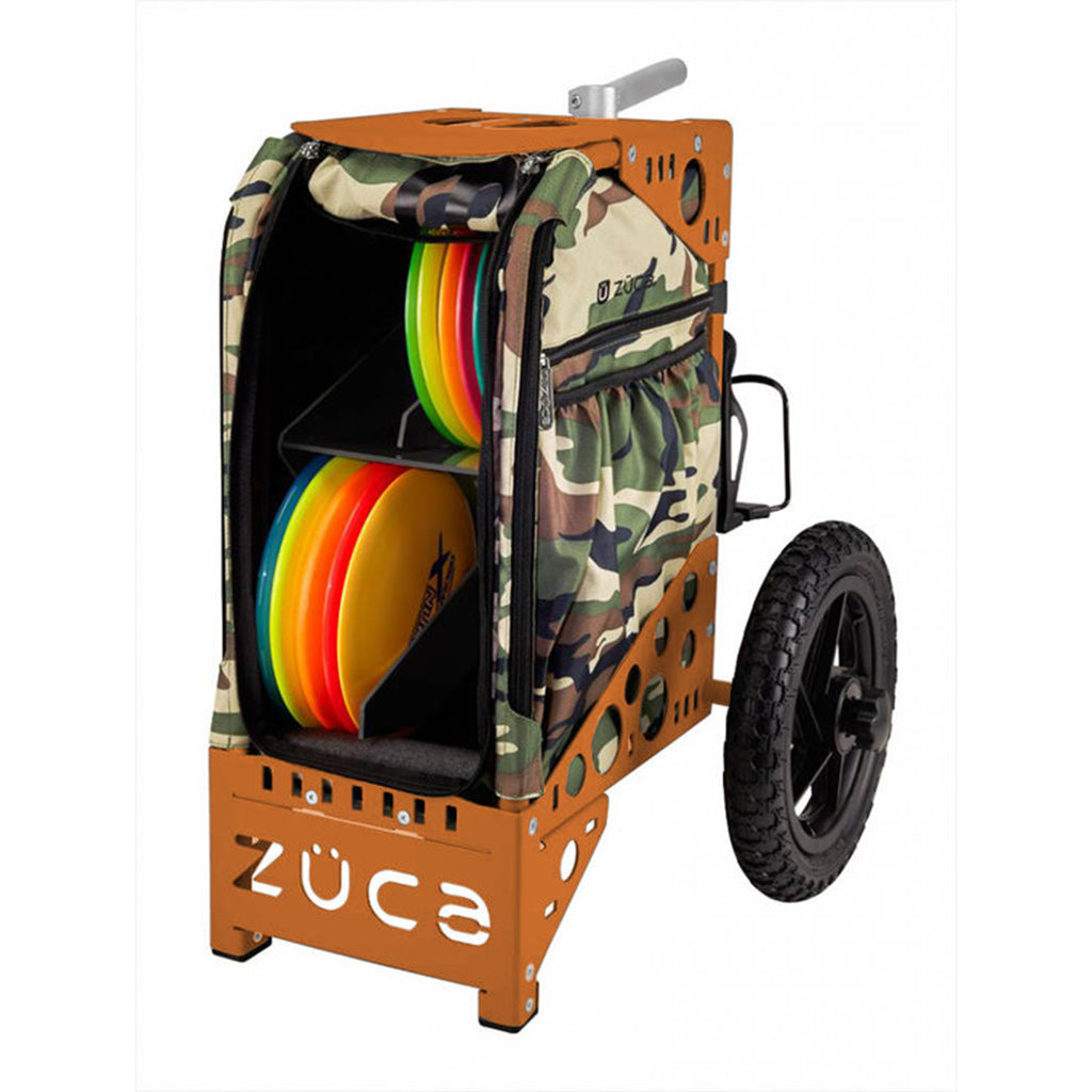 zuca-all-terrain-disc-golf-cart Woodland Camo-Orange 