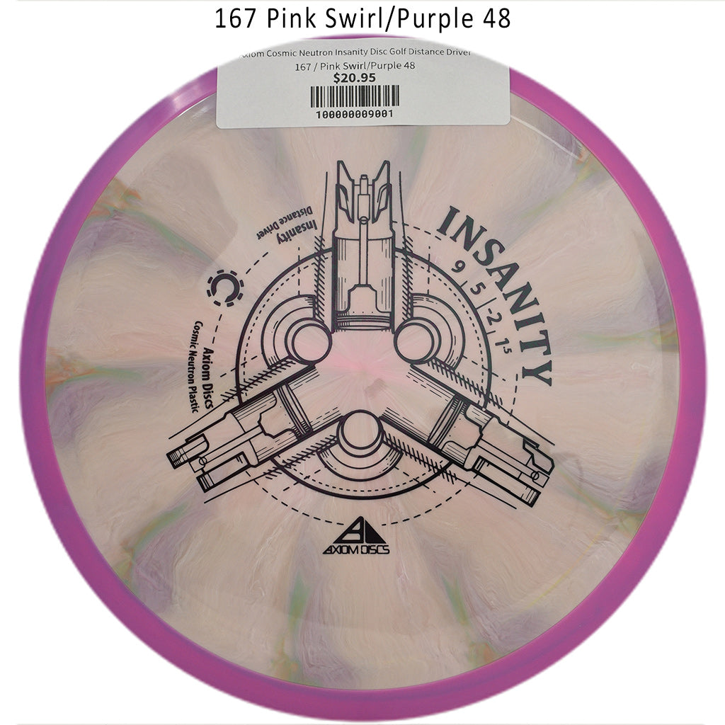 axiom-cosmic-neutron-insanity-disc-golf-distance-driver 167 Pink Swirl/Purple 48