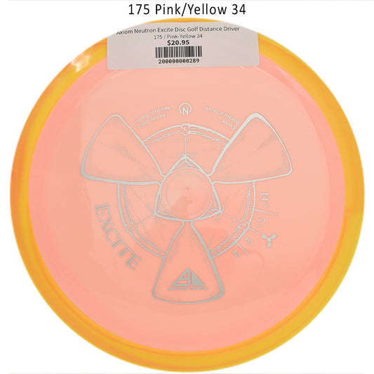 axiom-neutron-excite-disc-golf-distance-driver 175 Pink-Yellow 34