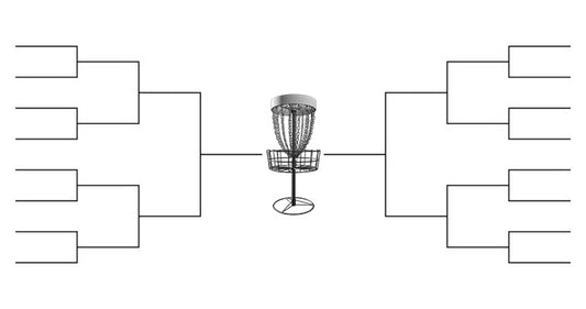 A blank bracket with a disc golf basket at the center.