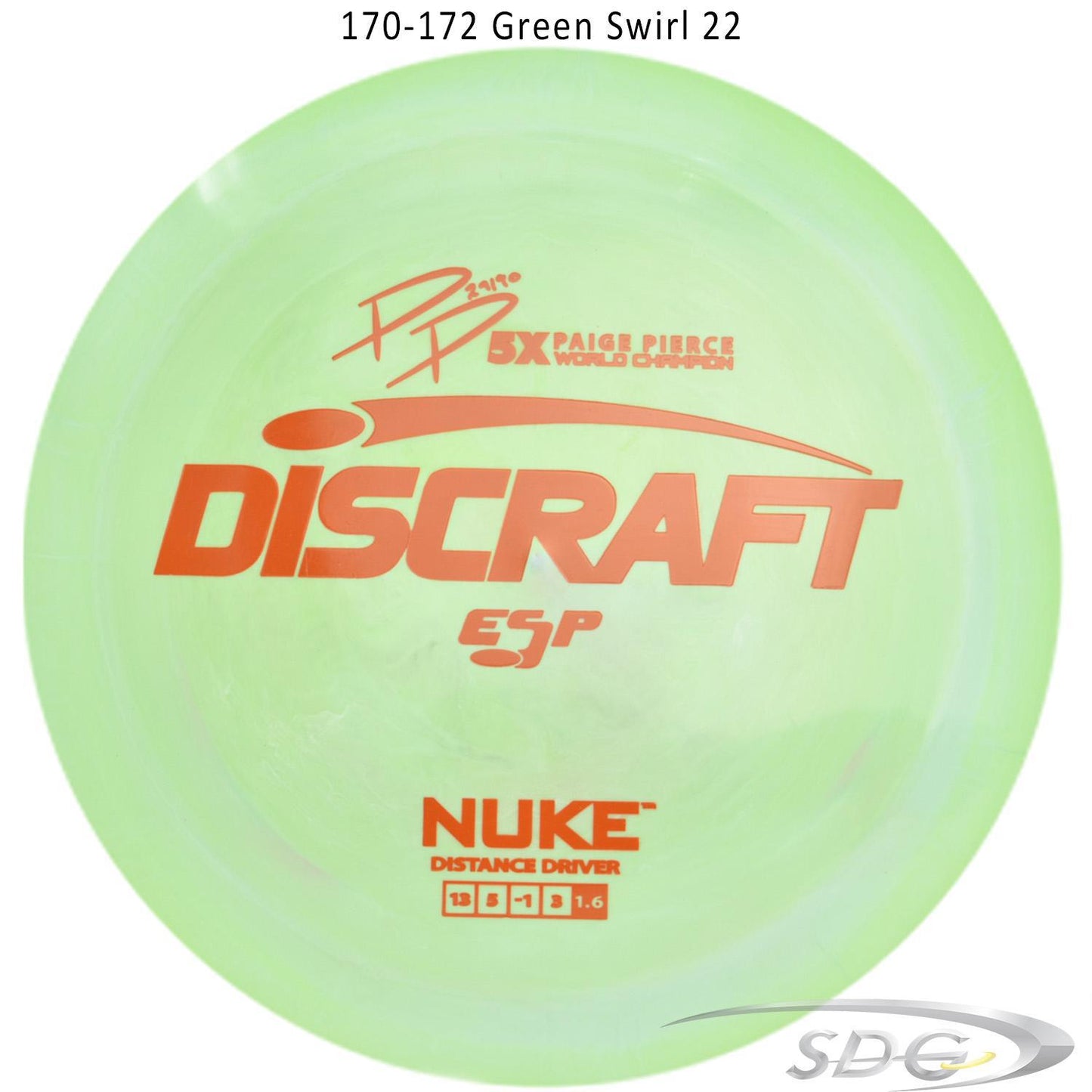 discraft-esp-nuke-paige-pierce-signature-disc-golf-distance-driver 170-172 Green Swirl 22