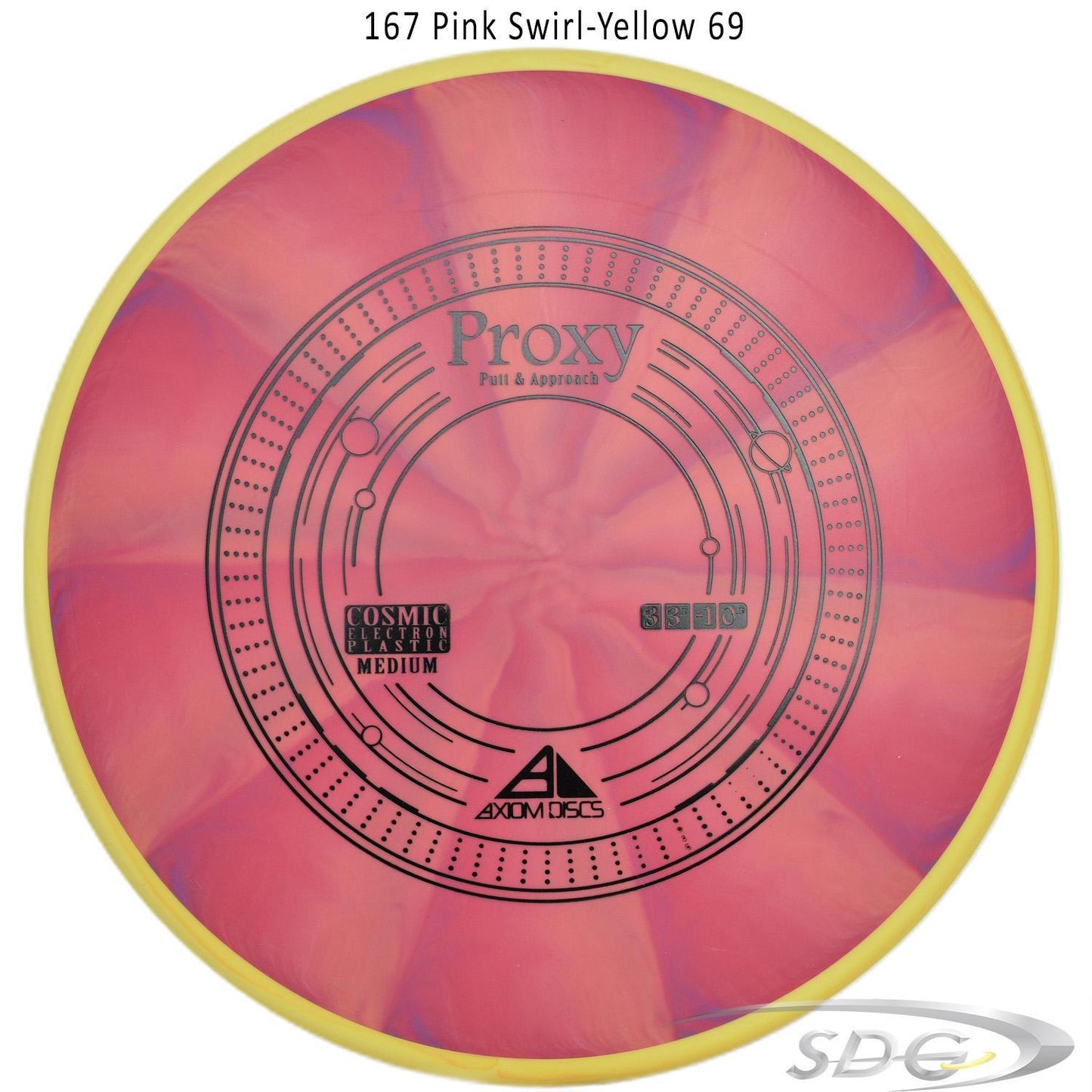 axiom-cosmic-electron-proxy-medium-disc-golf-putt-approach 167 Pink Swirl-Yellow 69 