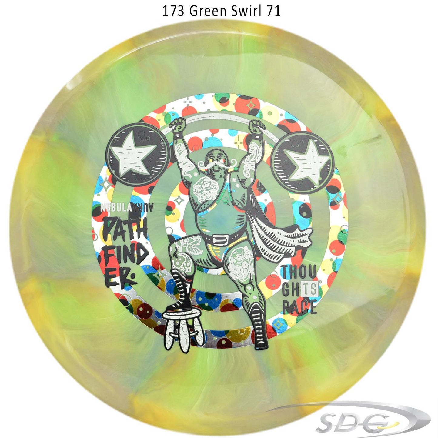 tsa-nebula-aura-pathfinder-strong-man-disc-golf-mid-range 173 Green Swirl 71 