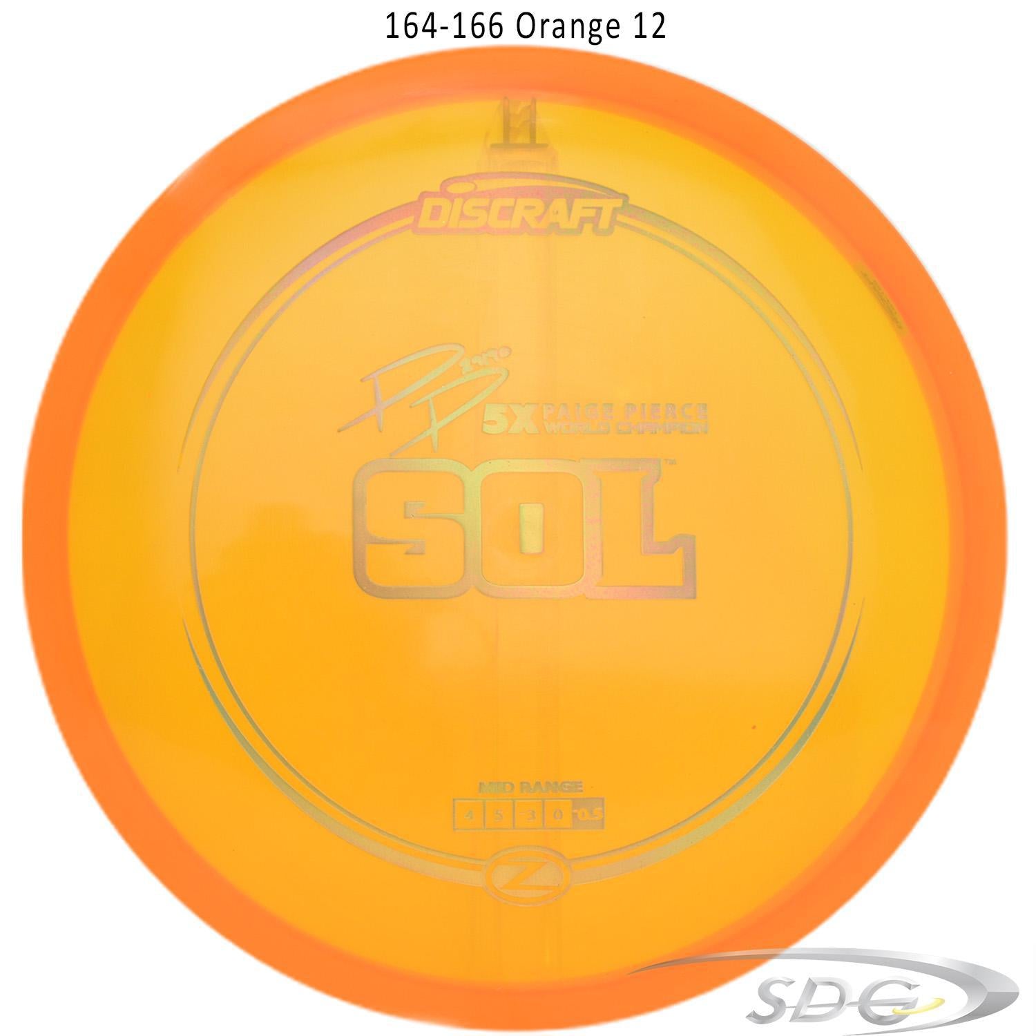 discraft-z-line-sol-paige-pierce-signature-disc-golf-mid-range-169-160-weights 164-166 Orange 12 