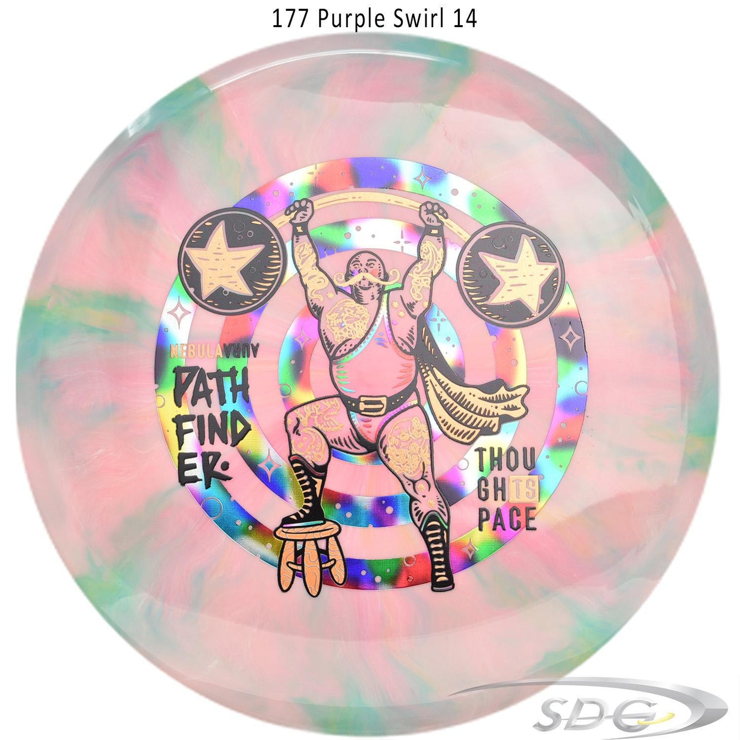 tsa-nebula-aura-pathfinder-strong-man-disc-golf-mid-range 177 Purple Swirl 14 