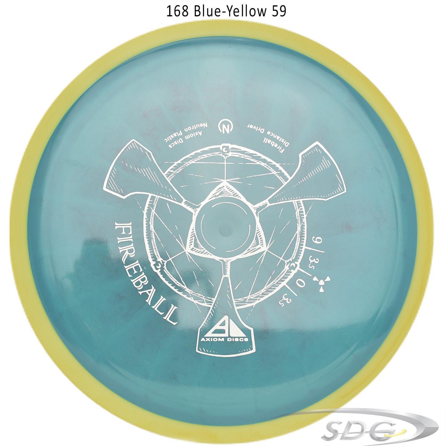 axiom-neutron-fireball-disc-golf-distance-driver 168 Blue-Yellow 59 