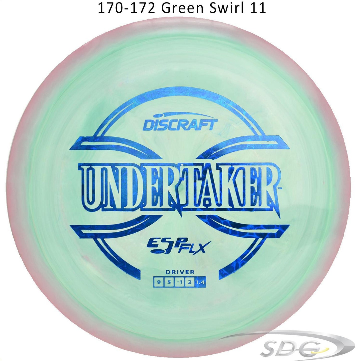 discraft-esp-flx-undertaker-disc-golf-distance-driver 170-172 Green Swirl 11 