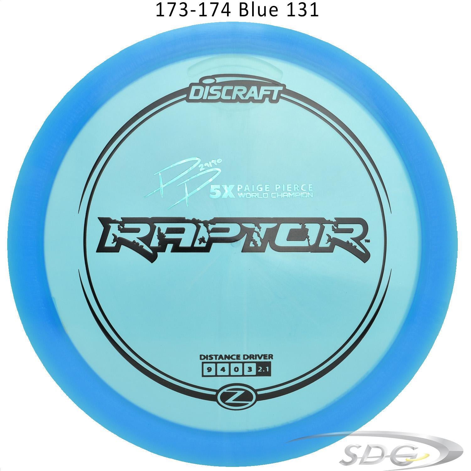 discraft-z-line-raptor-paige-pierce-signature-series-disc-golf-distance-driver 173-174 Blue 131