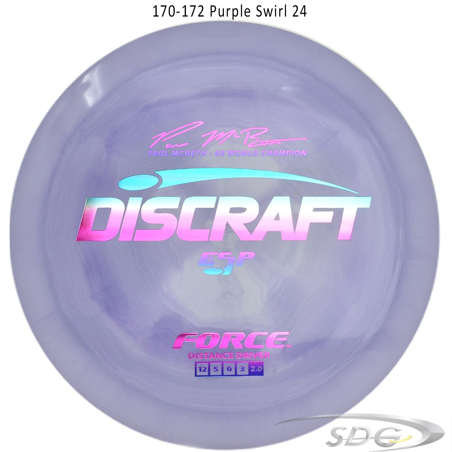 discraft-esp-force-6x-paul-mcbeth-signature-disc-golf-distance-driver 170-172 Purple Swirl 24