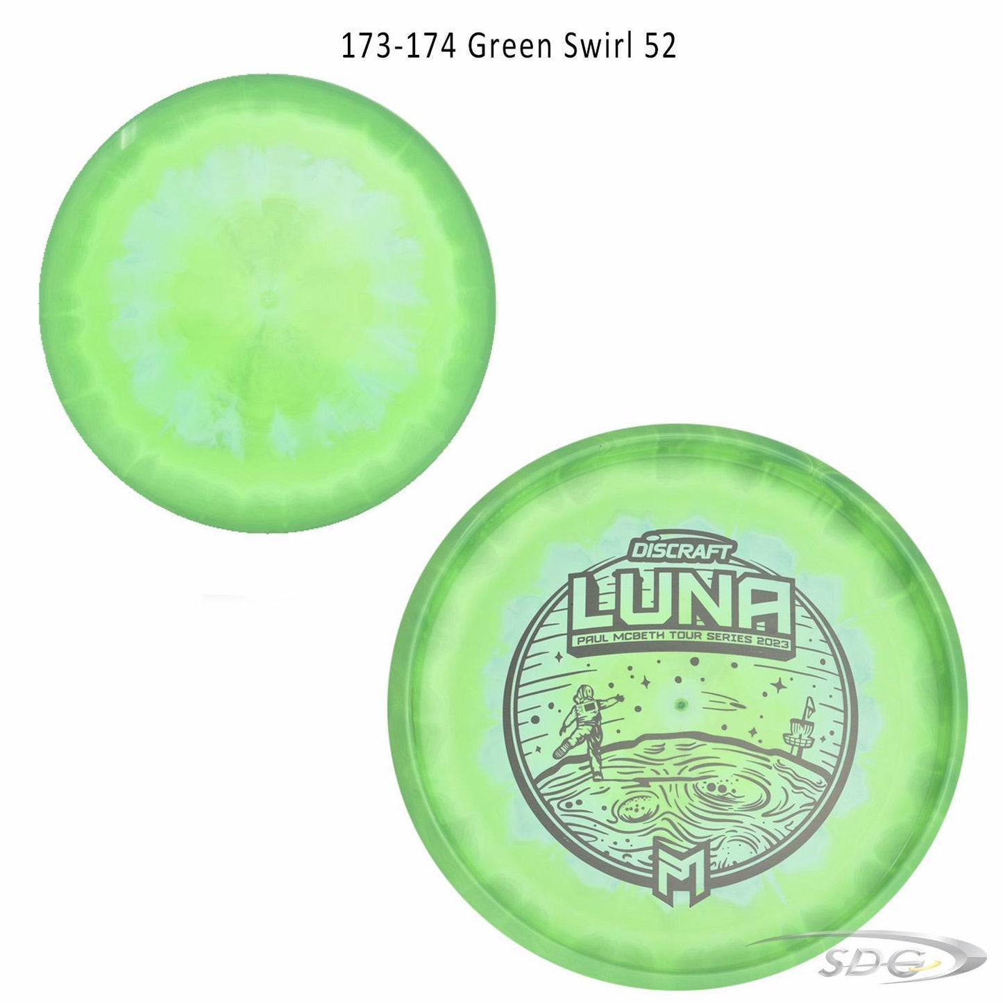 discraft-esp-luna-bottom-stamp-2023-paul-mcbeth-tour-series-disc-golf-putter 173-174 Green Swirl 52 