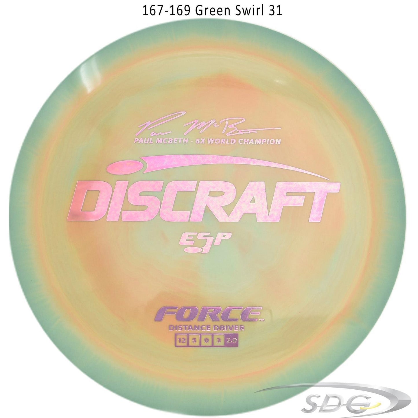 discraft-esp-force-6x-paul-mcbeth-signature-disc-golf-distance-driver 167-169 Green Swirl 31